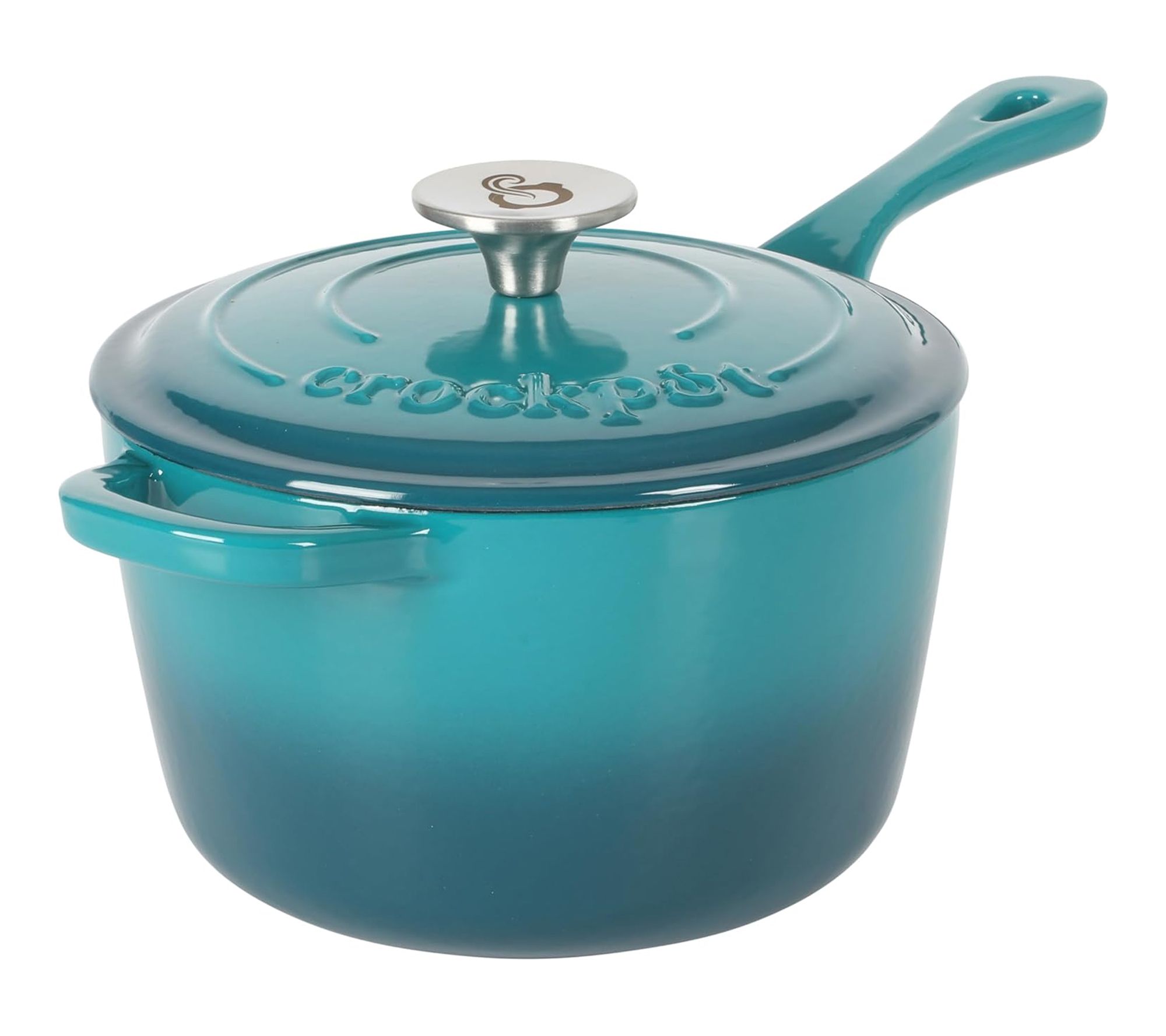Crock-Pot Artisan 3qt Enameled Saucepan with Lid Teal Silver