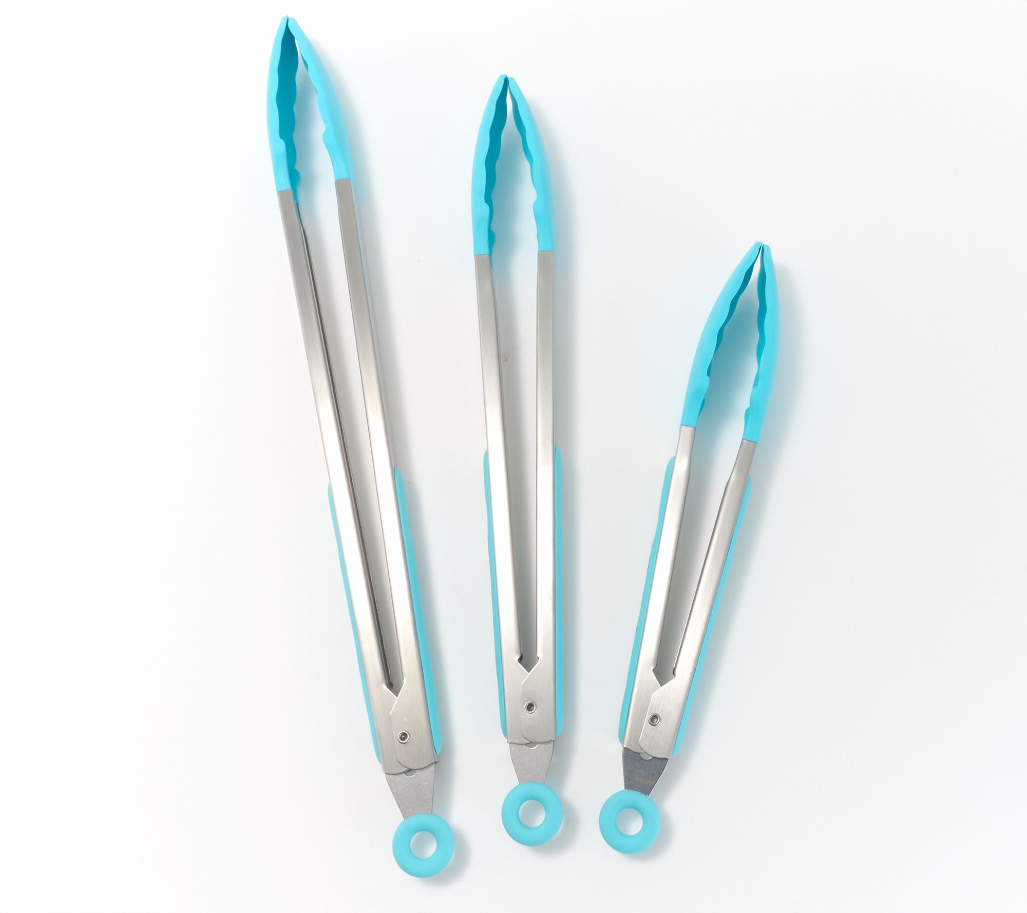 "As Is" Prepology 3-Pc Stainless Steel & Silicone Locking Tongs