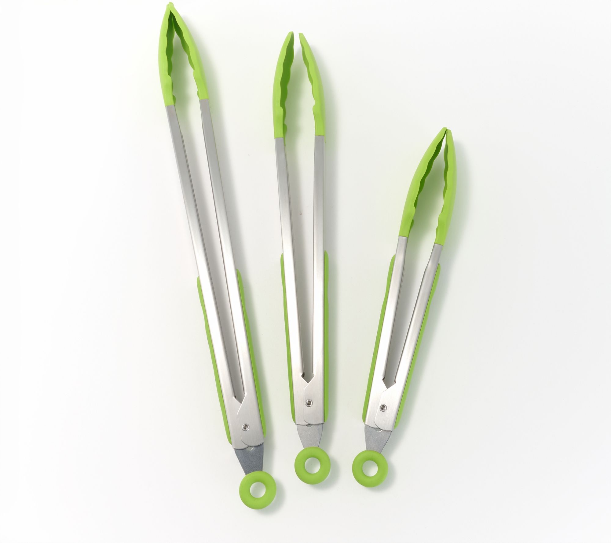 "As Is" Prepology 3-Pc Stainless Steel & Silicone Locking Tongs
