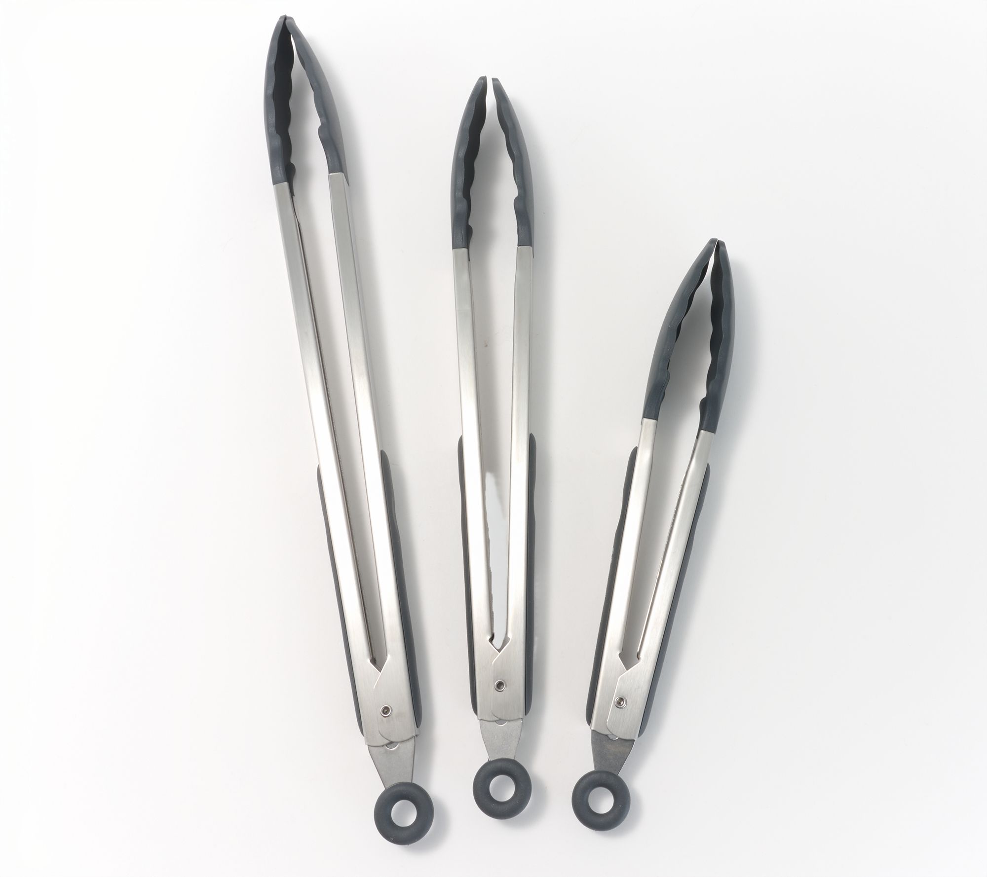 "As Is" Prepology 3-Pc Stainless Steel & Silicone Locking Tongs