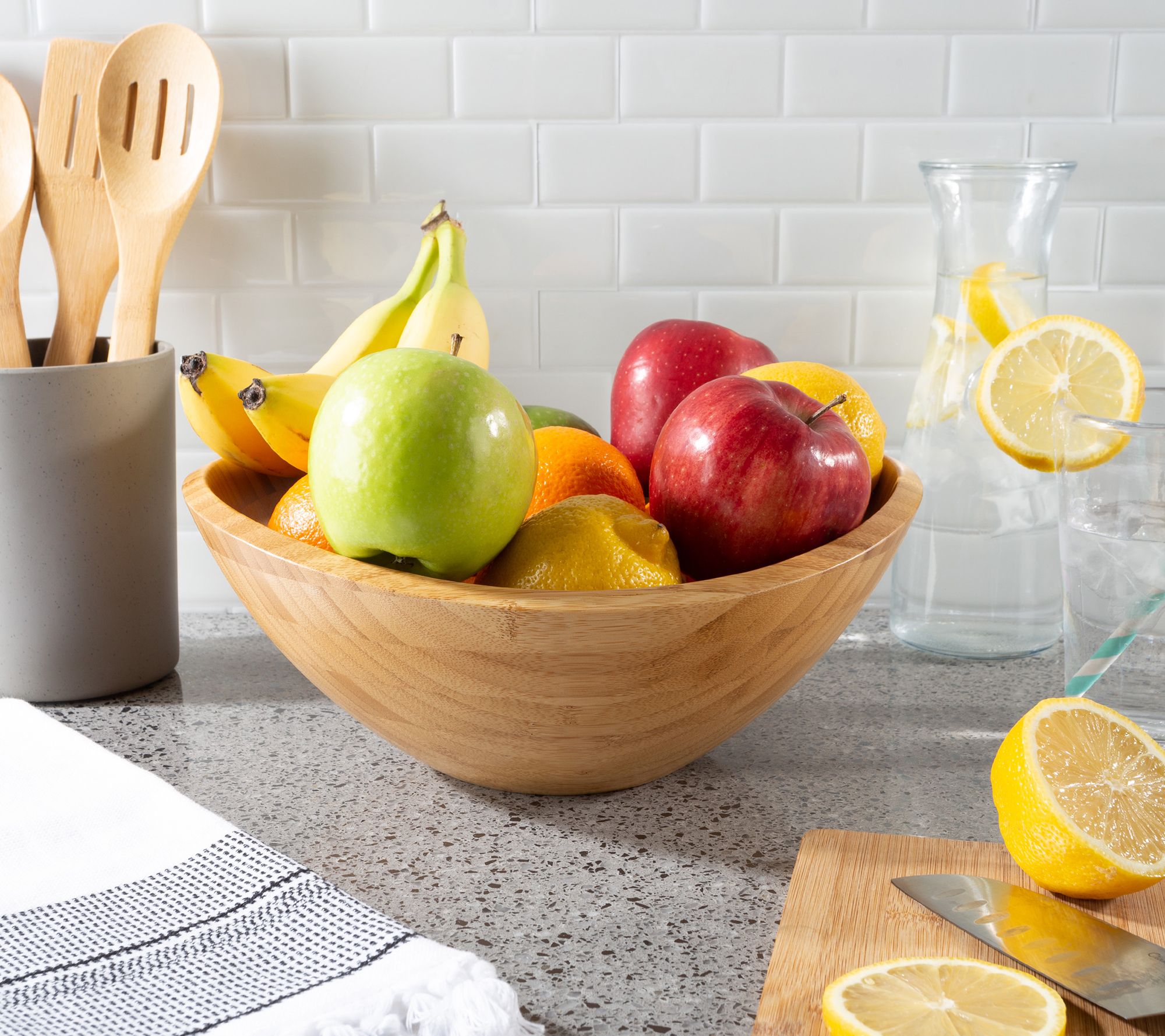 Classic Cuisine Large Oval Bamboo Serving Bowl - QVC.com