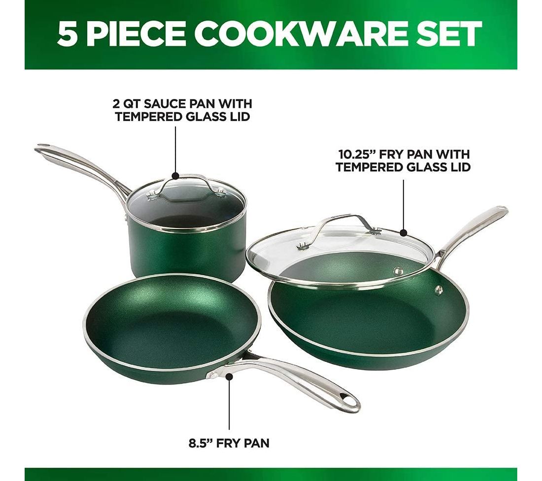 Granitestone Emerald 5 Piece Nonstick Cookware Set : Target