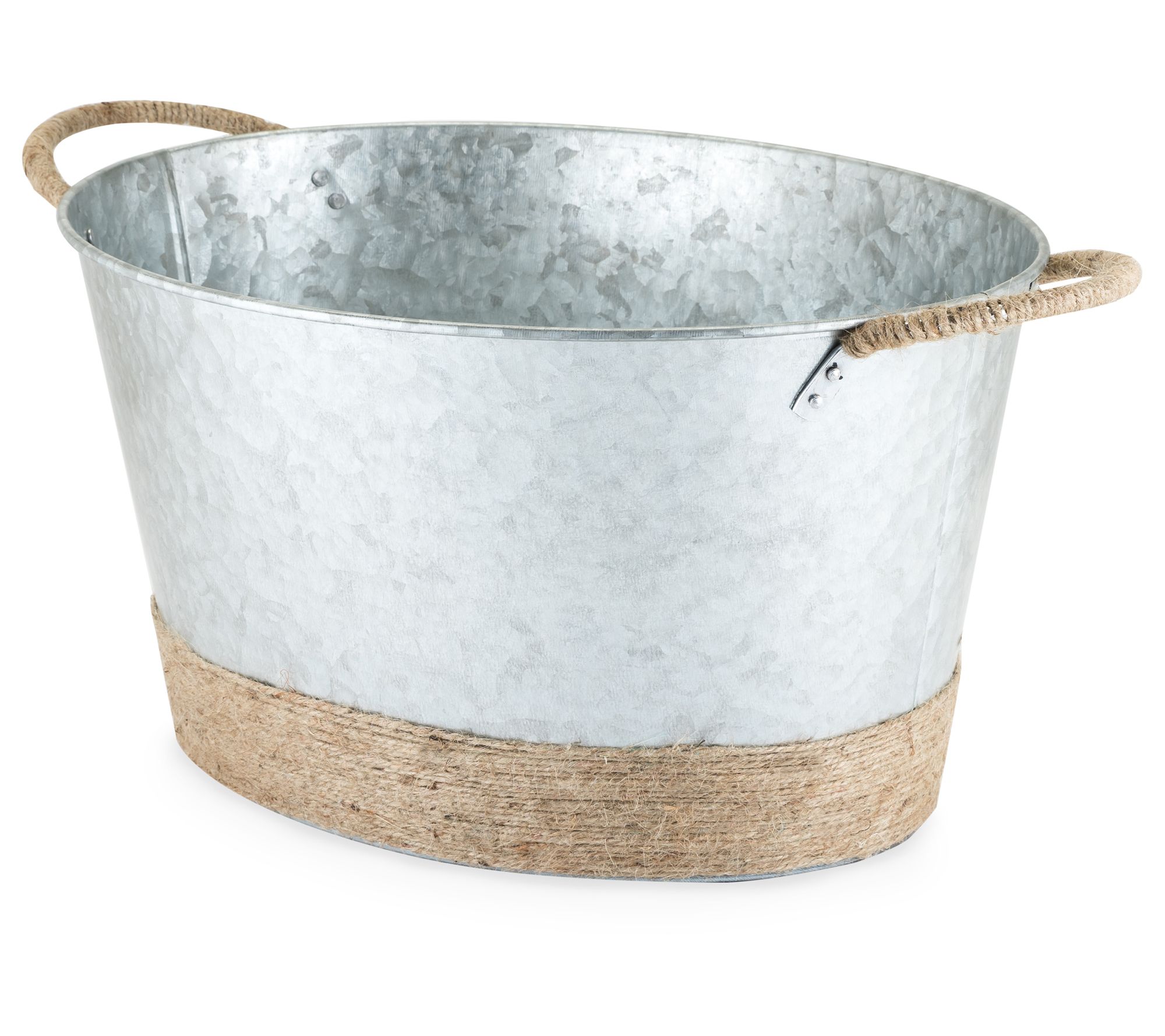 Twine Jute Rope Wrapped Galvanized Tub