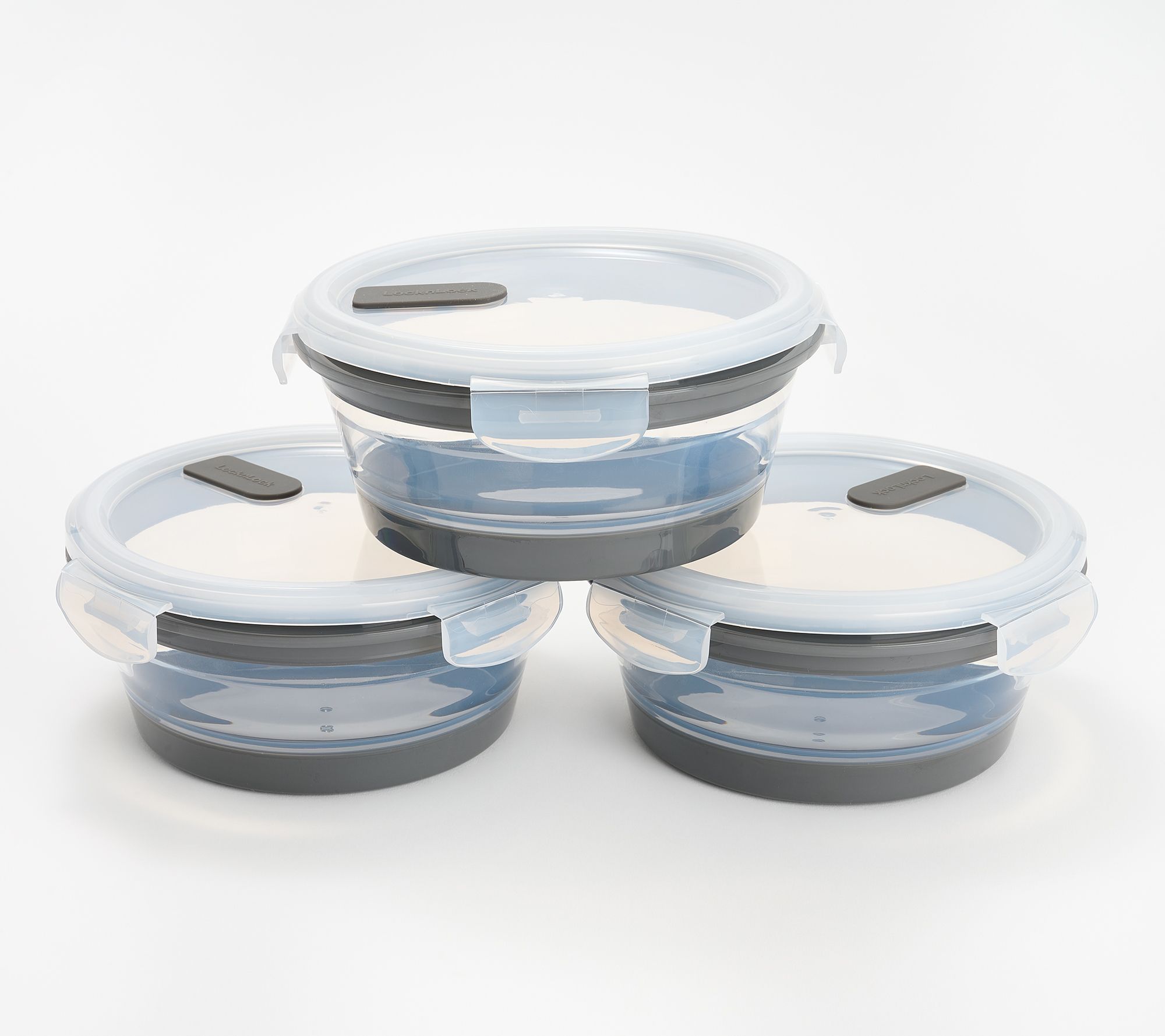 LocknLock Set of 3 Collapsible Bowls with Vented Lids