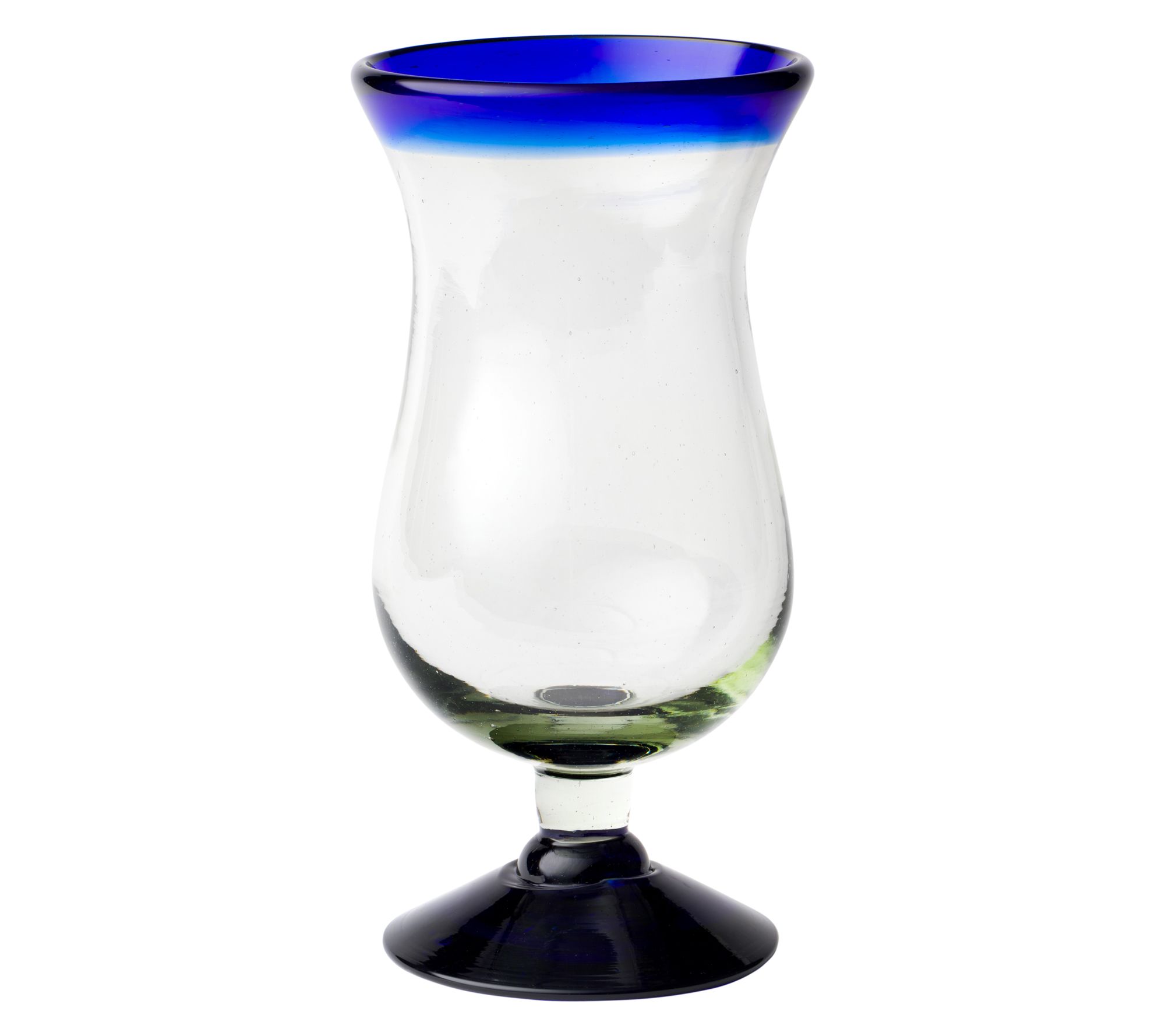 10 Strawberry Street Cobalt Rim Mexican Glass,Hurricane
