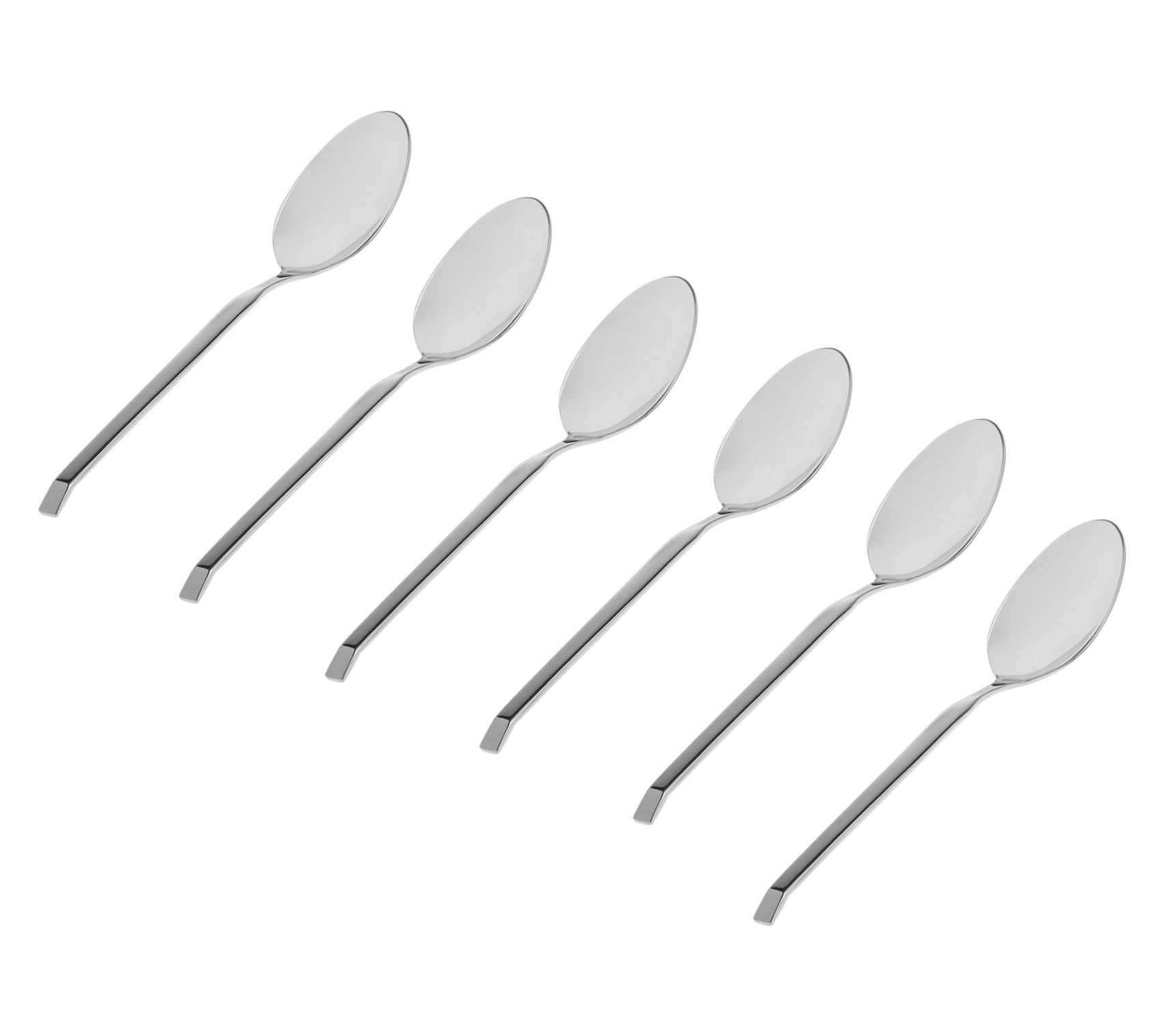 Godinger Set of 6 Ramp Mirrored 18/0 SS Teaspoons