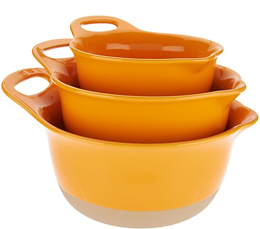 Rachael Ray Set of 3 Dip Glazed Stoneware Mixing Bowls