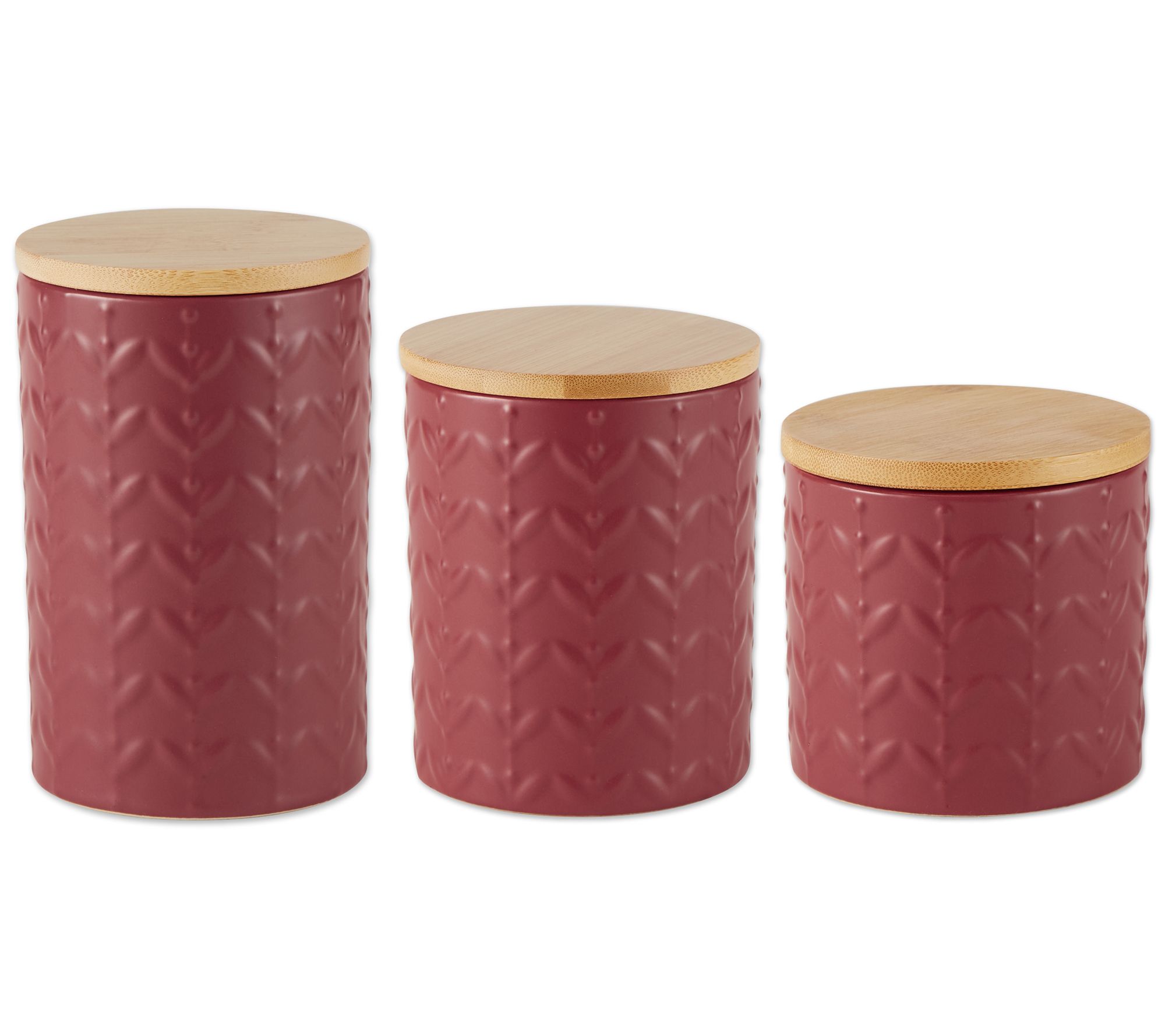 Design Imports Set of 3 Retro Vine Texture Cera mic Canisters
