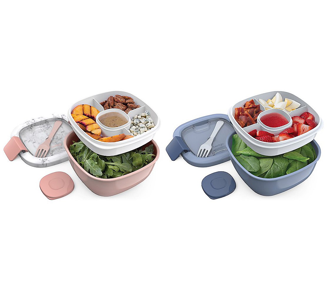 Bentgo Set of 2 Salad Containers ,BlushMrble/Gray