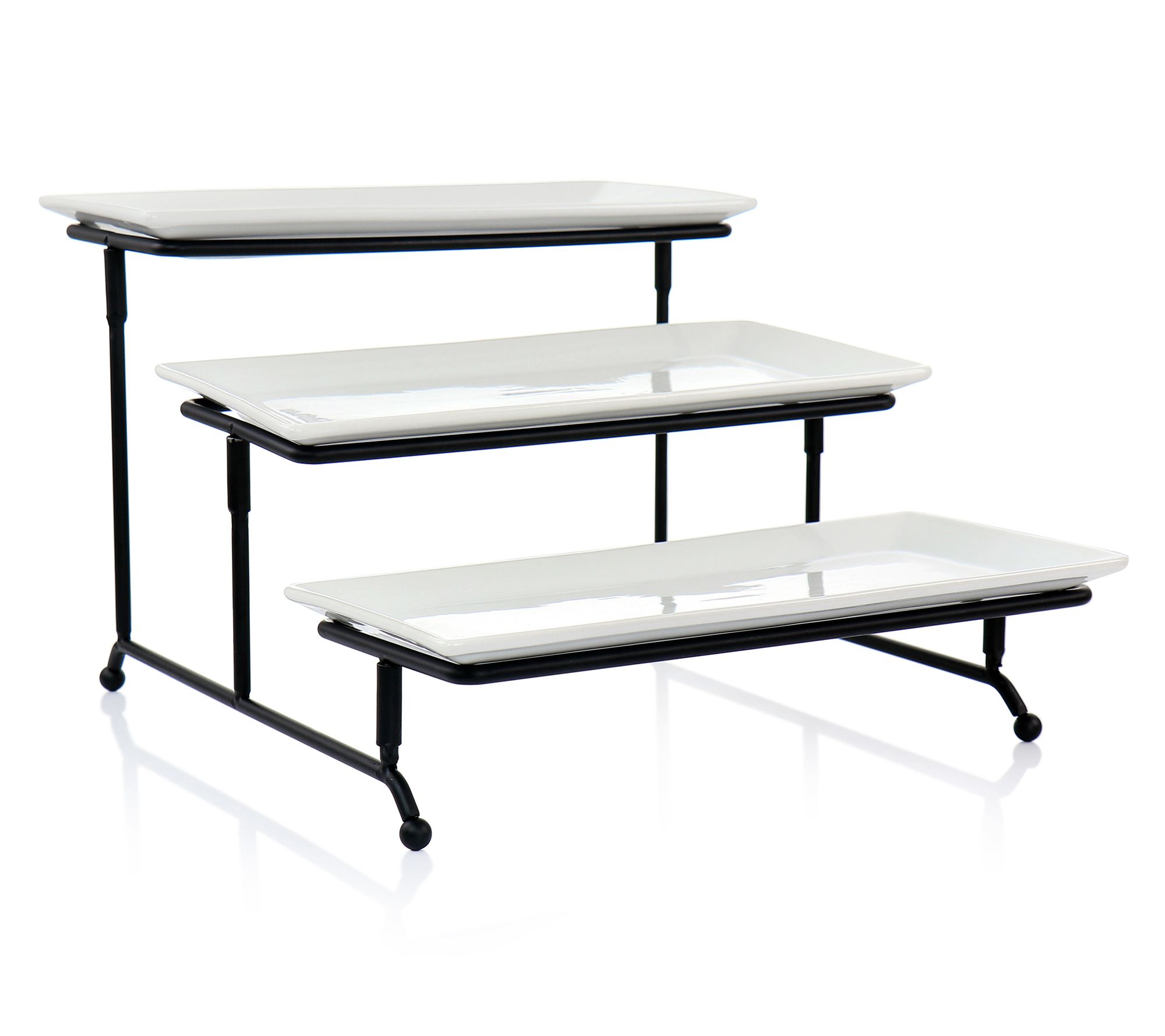 Elama 3 Tier Rectangular Plate Porcelain Servew are Set