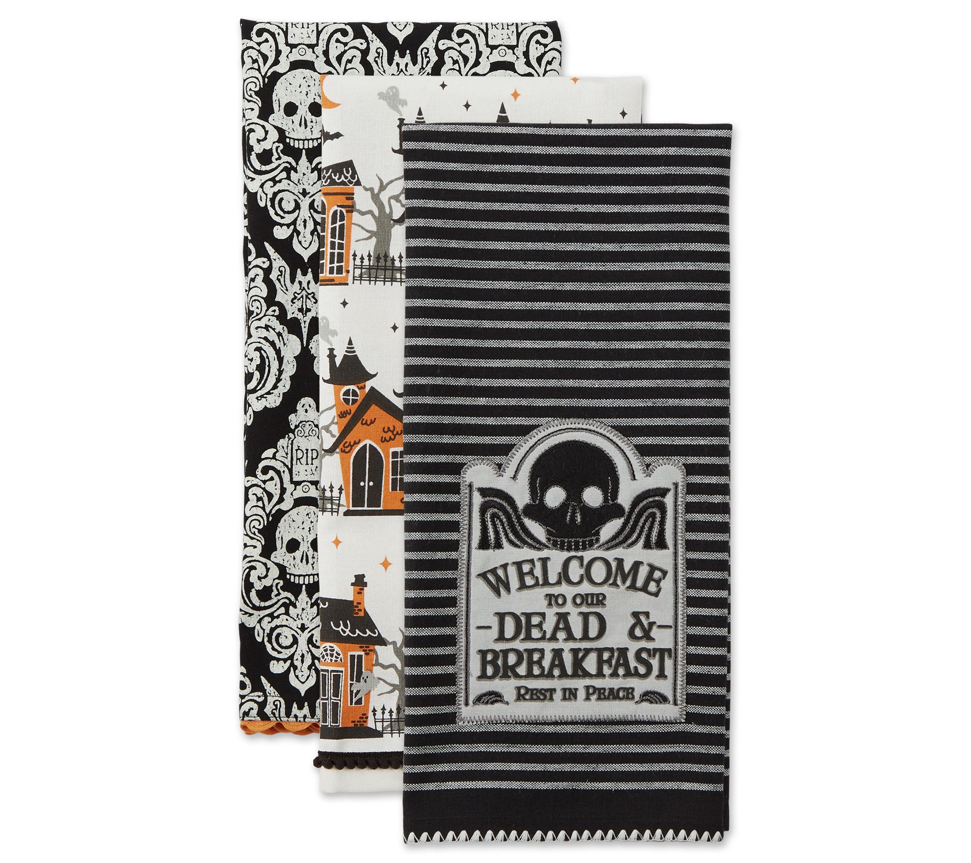 Design Imports Set of 3 Haunted Hallow Kitchen Towels