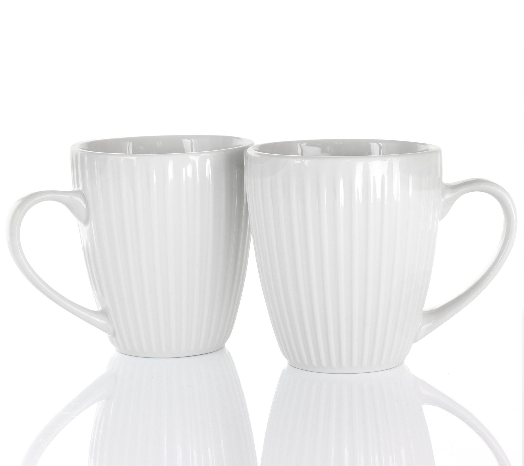 Elama - Rosales 6 Piece 12 Ounce Porcelain Mug Set in White