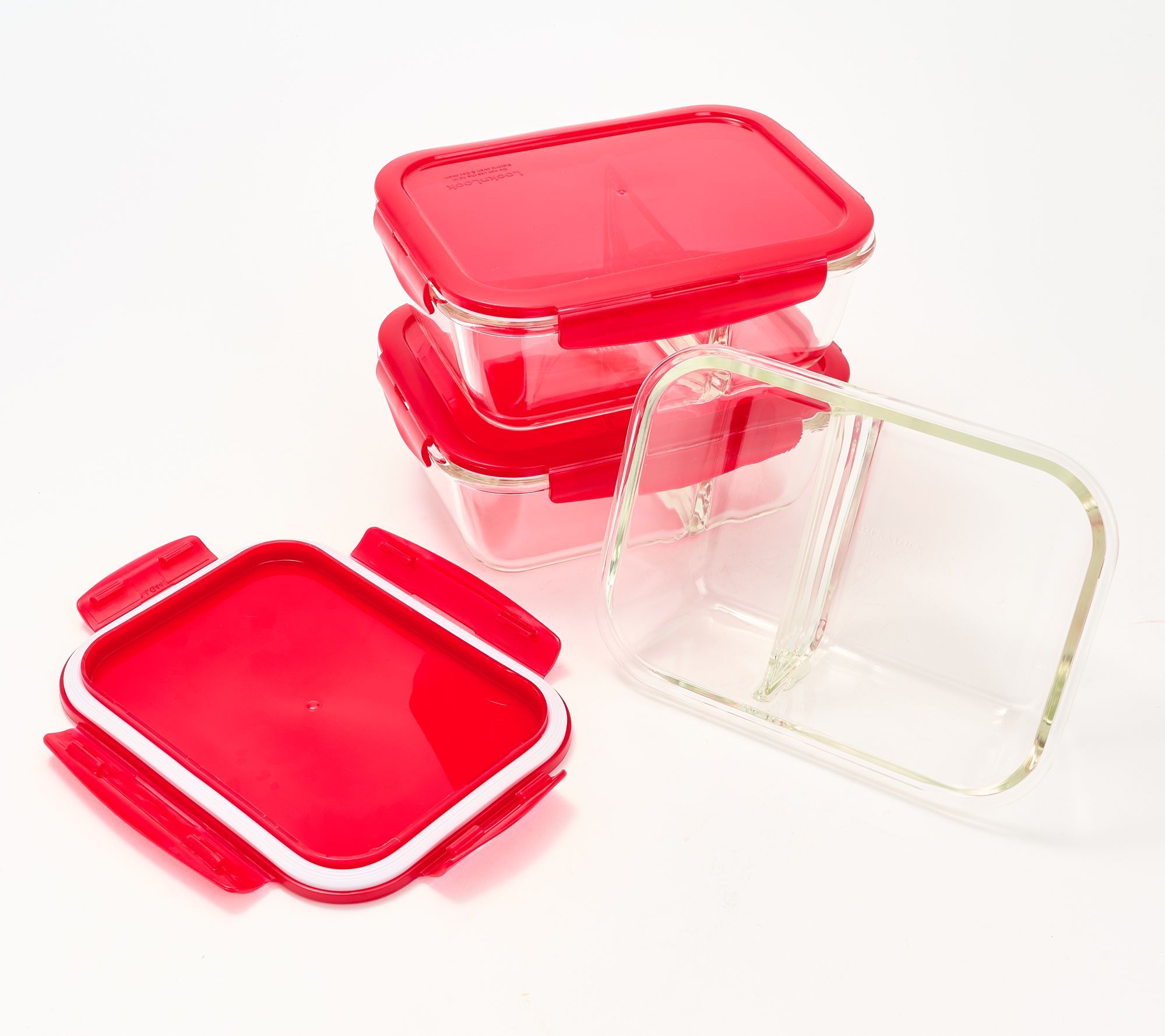 NEW Lock n Lock Food Storage Container Red Large Divided Square Lunch Plate  QVC