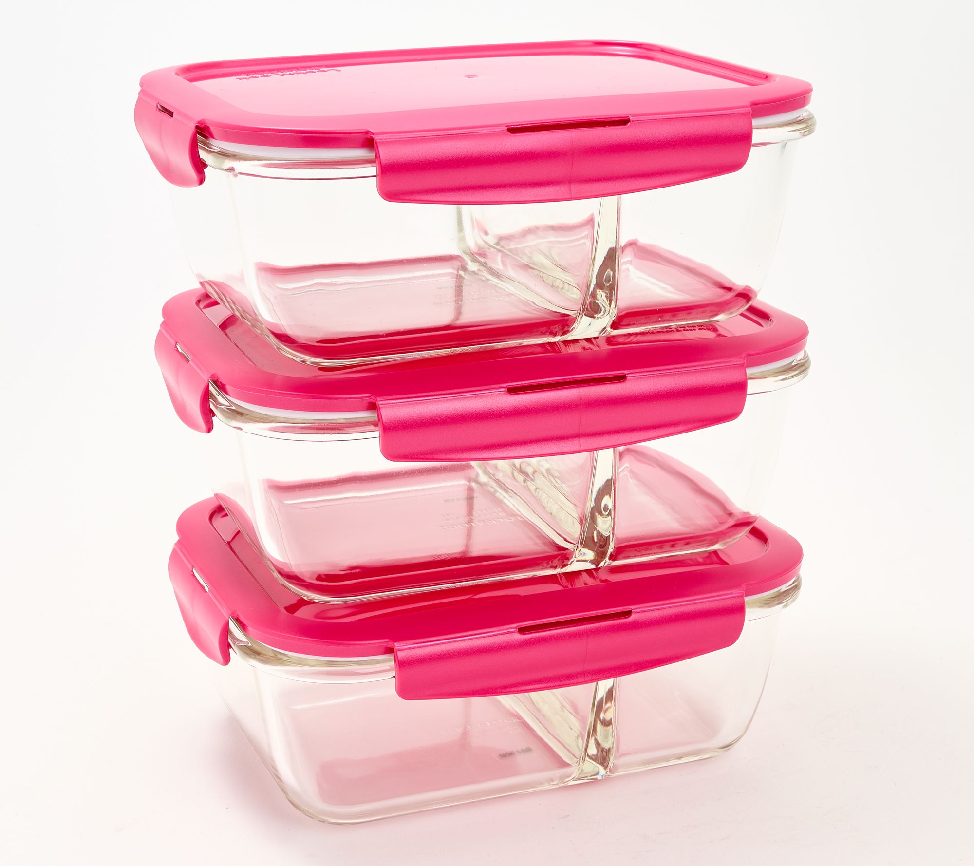 Nestable Divided Glass Meal Prep Containers 2 Compartment