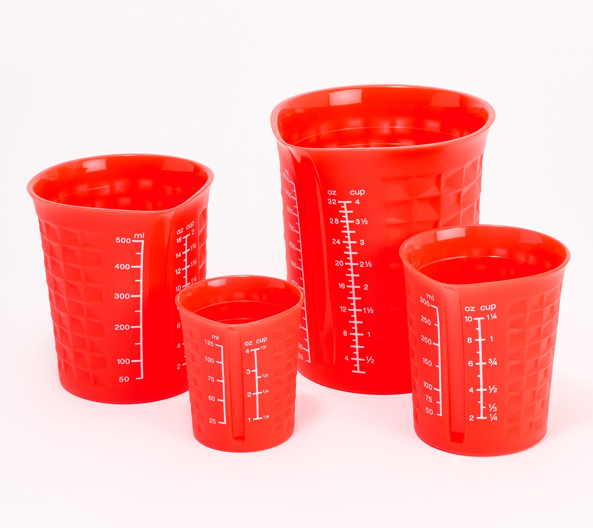 4 Piece, Multi Colored Squish Collapsible Measuring Cups silicone