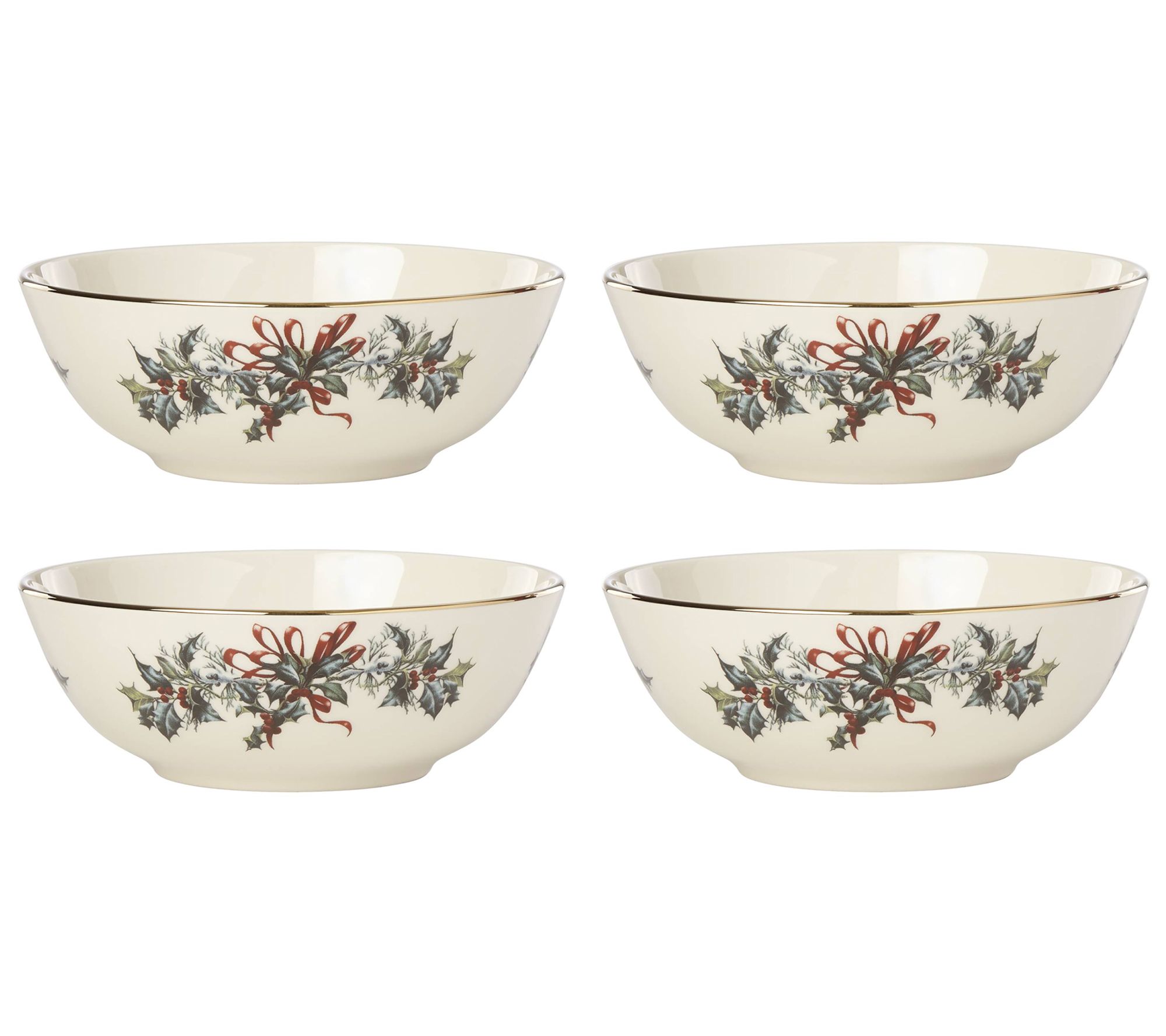 Lenox Winter Greetings Set of 4 Dinnerware Bow ls