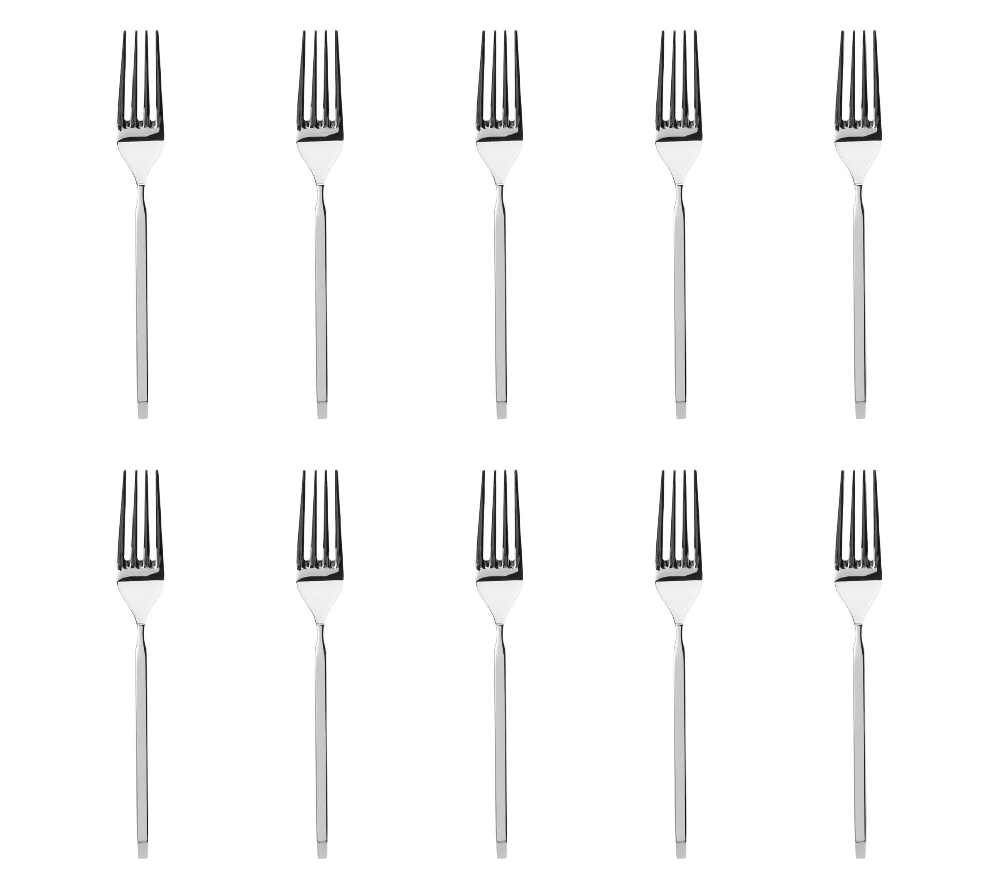 Godinger Set of 10 Ramp Mirrored 18/0 SS SaladForks