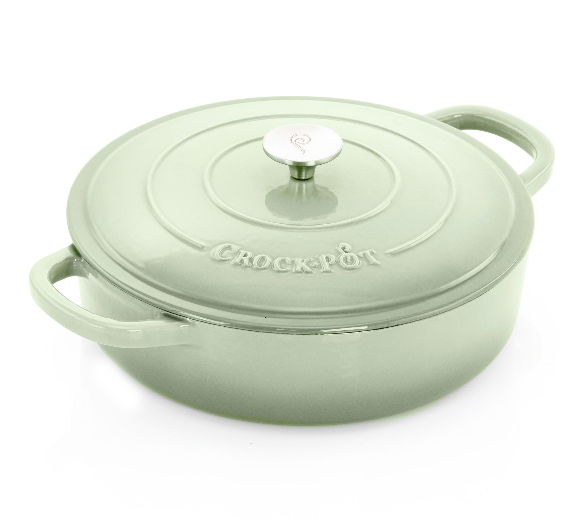 Crock Pot Artisan 5qt Round Enamel Braiser Panistachio Green