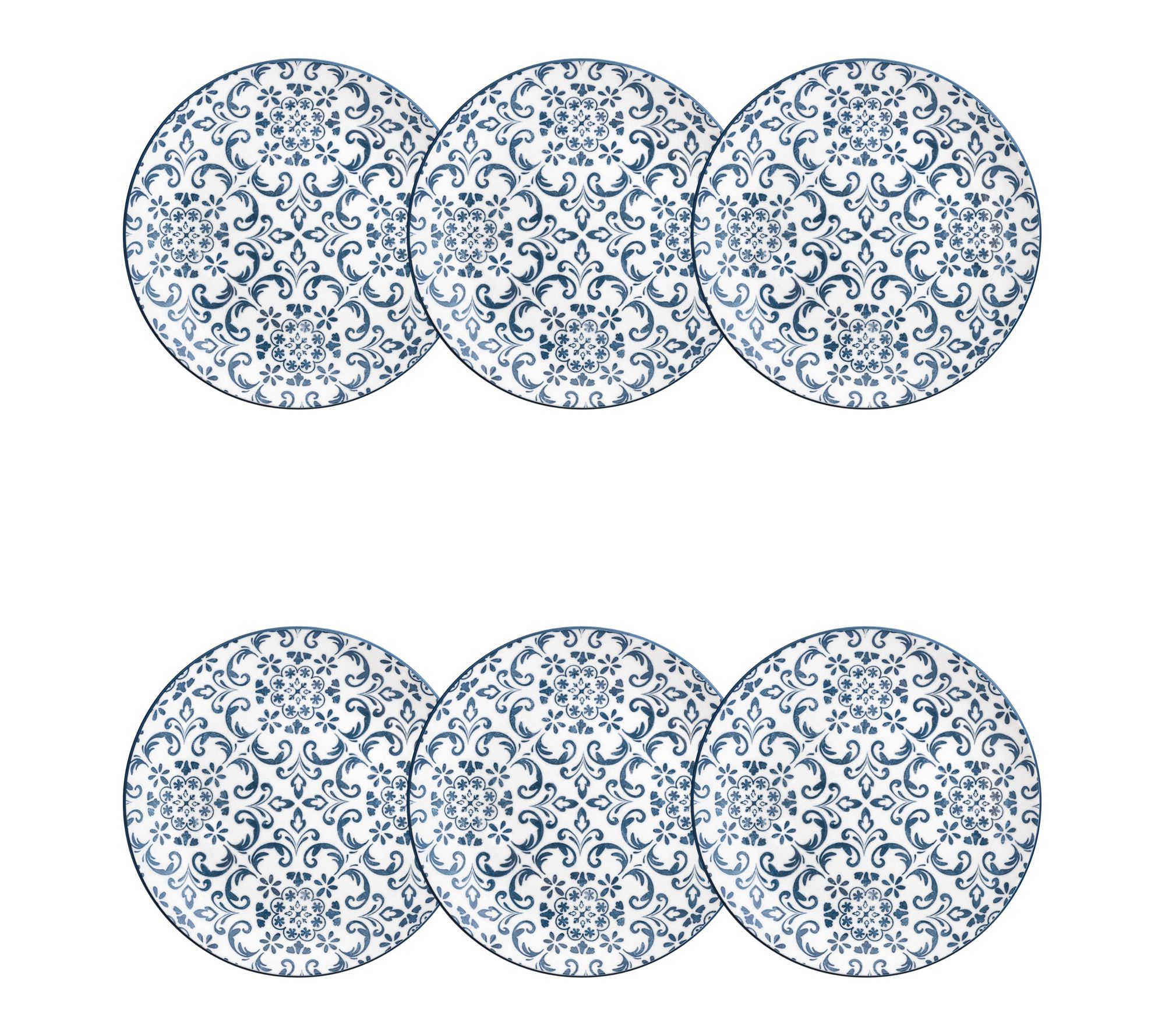 10 Strawberry Street Set of 6 Mediterranean Blue Salad Plates