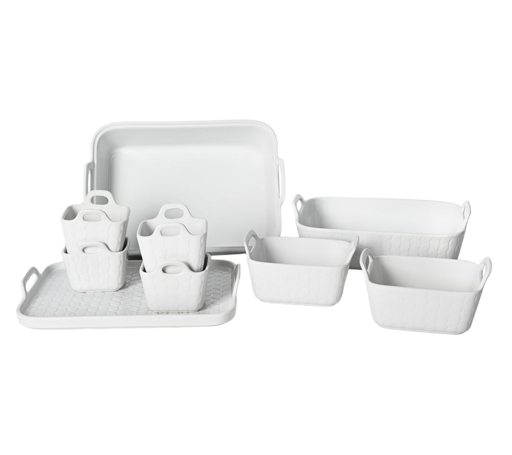 "As Is" Temp-tations Carved Willow 9-Pc Bakeware Set w/ Handles