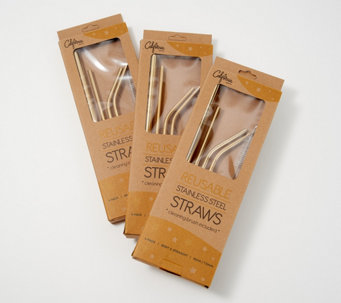California Home Goods Set of 12 Stainless Steel Straws - K51161