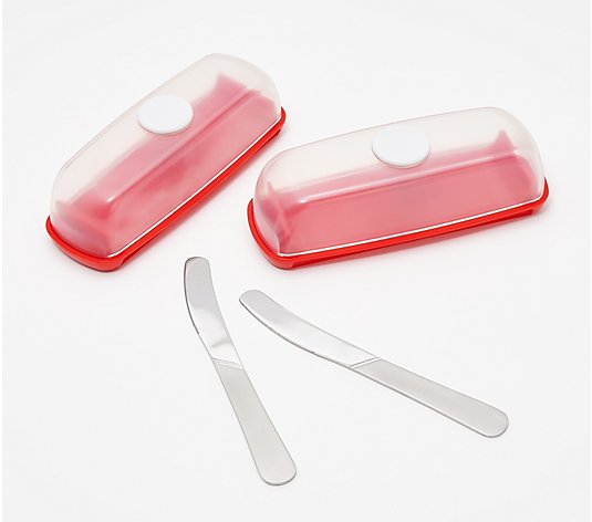 Butter Hub S/2 Butter Dishes with Butter Knives & Magnetic Lids