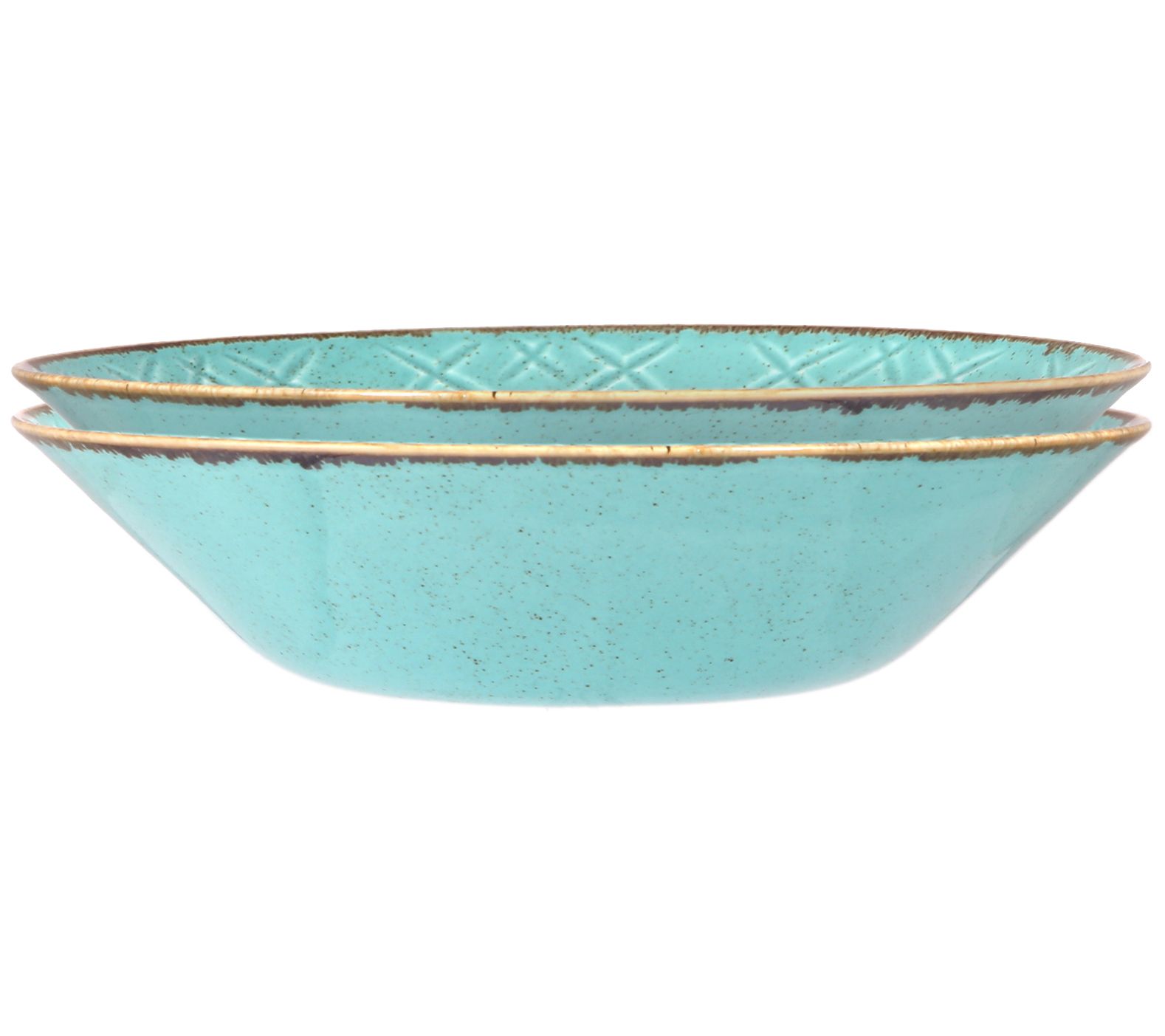 Pfaltzgraff Venice Storage Bowls, 6 inch, Teal and White