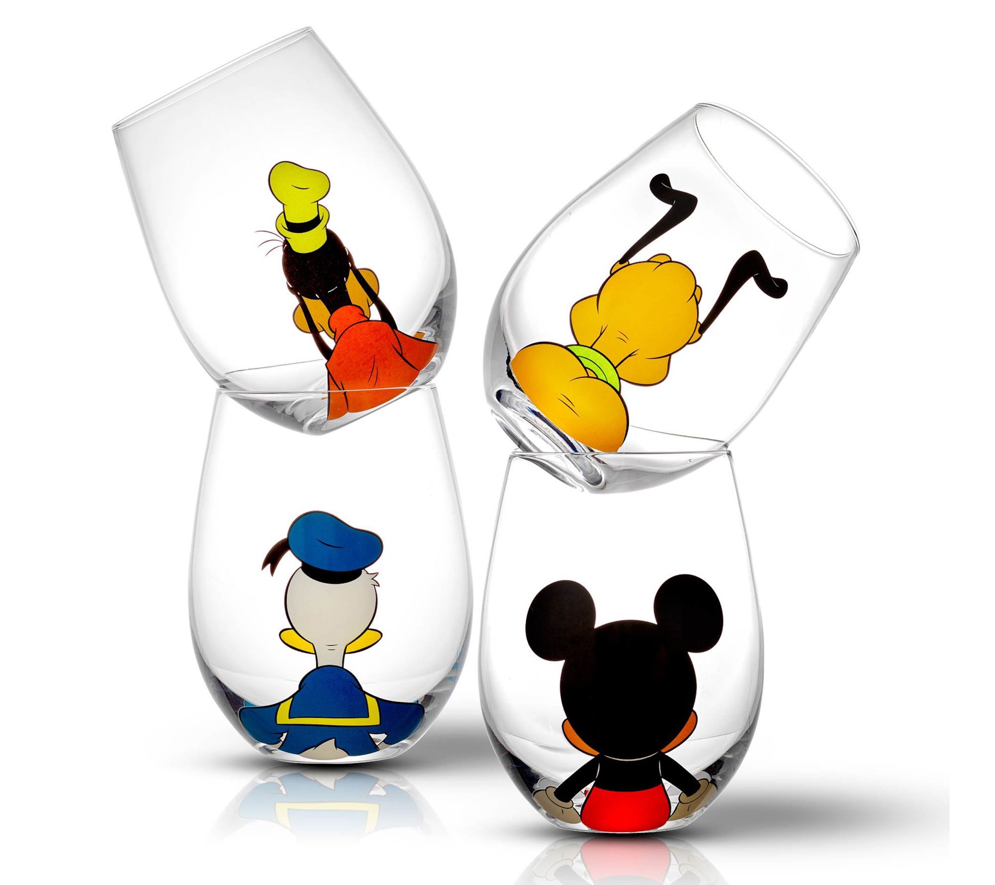 JoyJolt Set of Four 15-oz Disney Mickey Stemless Wine Glass 