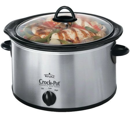 Crock-Pot 4-Quart Round Manual Slow Cooker - Stainless Steel - QVC.com