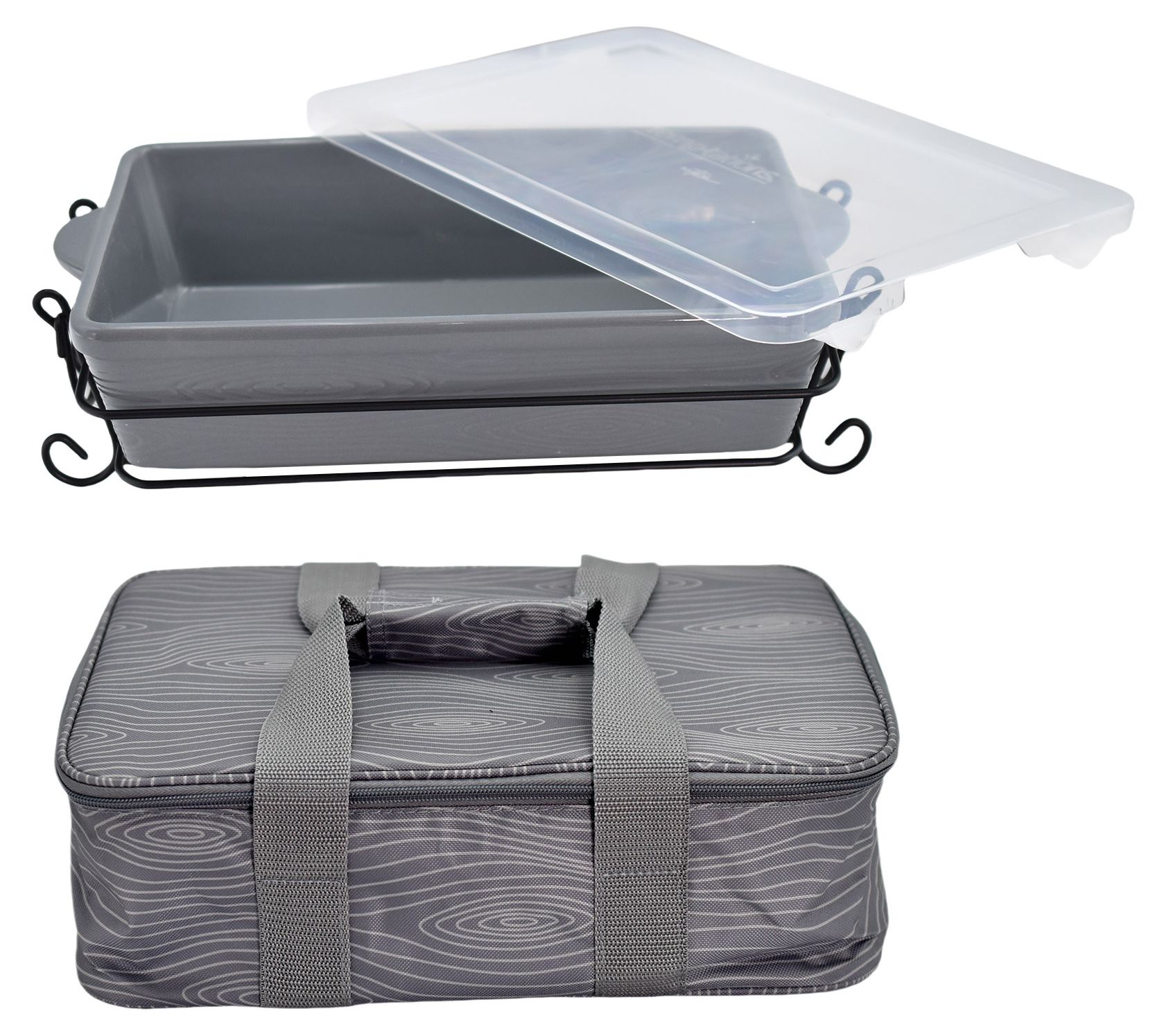 "As Is" Temp-tations Woodland 11x7 Take & Bake w/ Lid & Tote