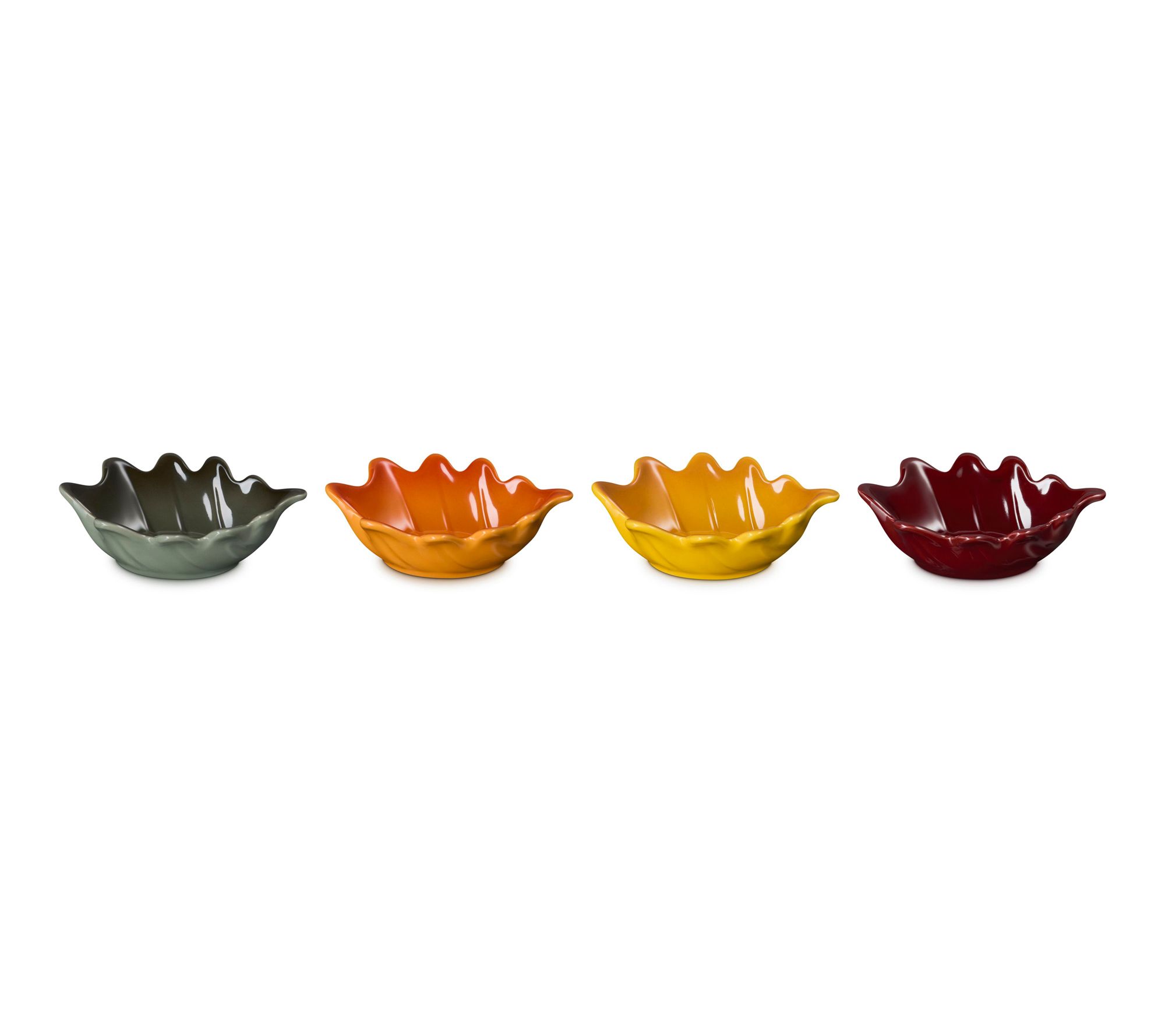 Le Creuset Set of 4 Multi French Oak Leaf Mini Bowls | QVC