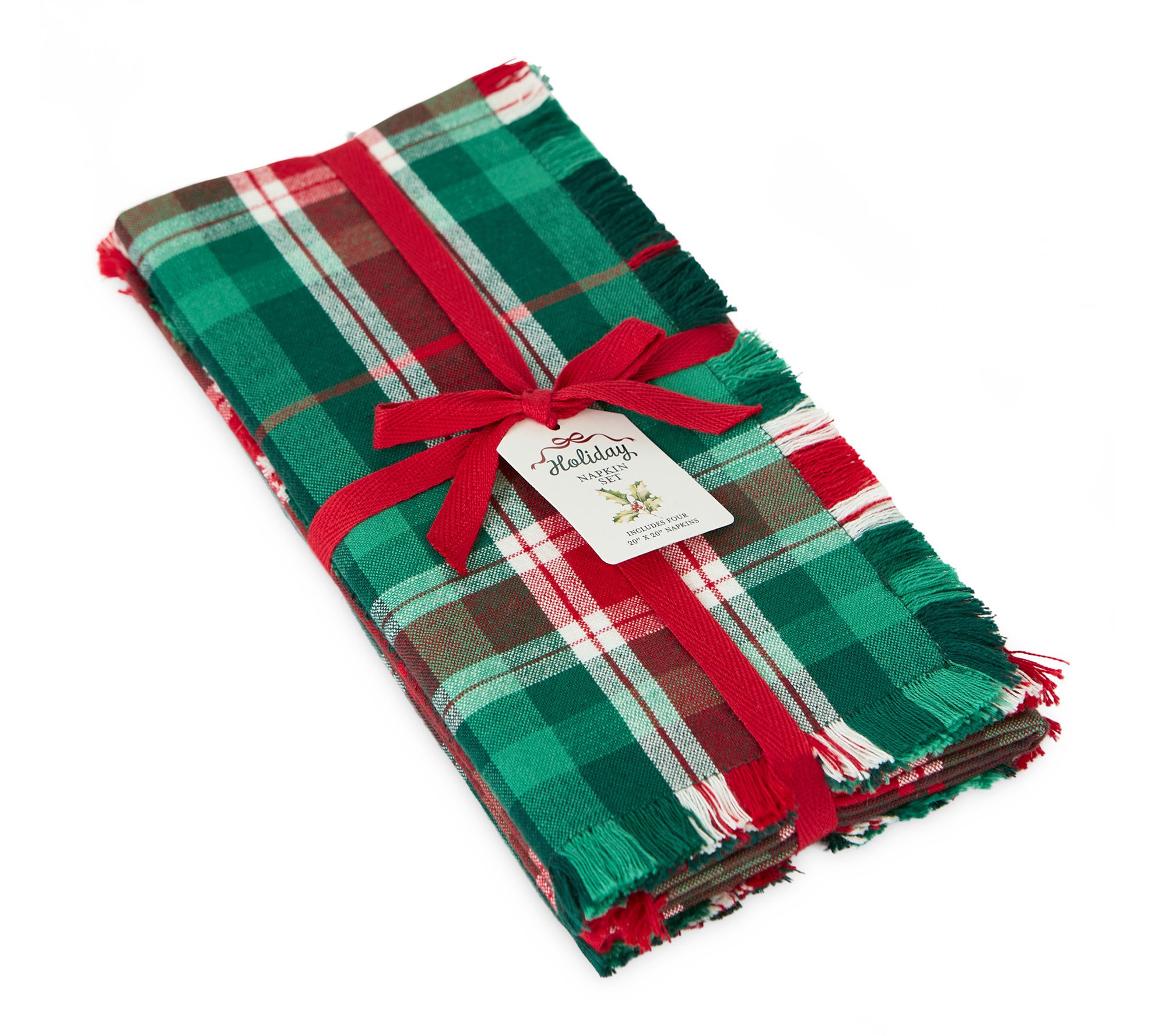 Design Imports Christmas Tree Plaid Napkin Set/4