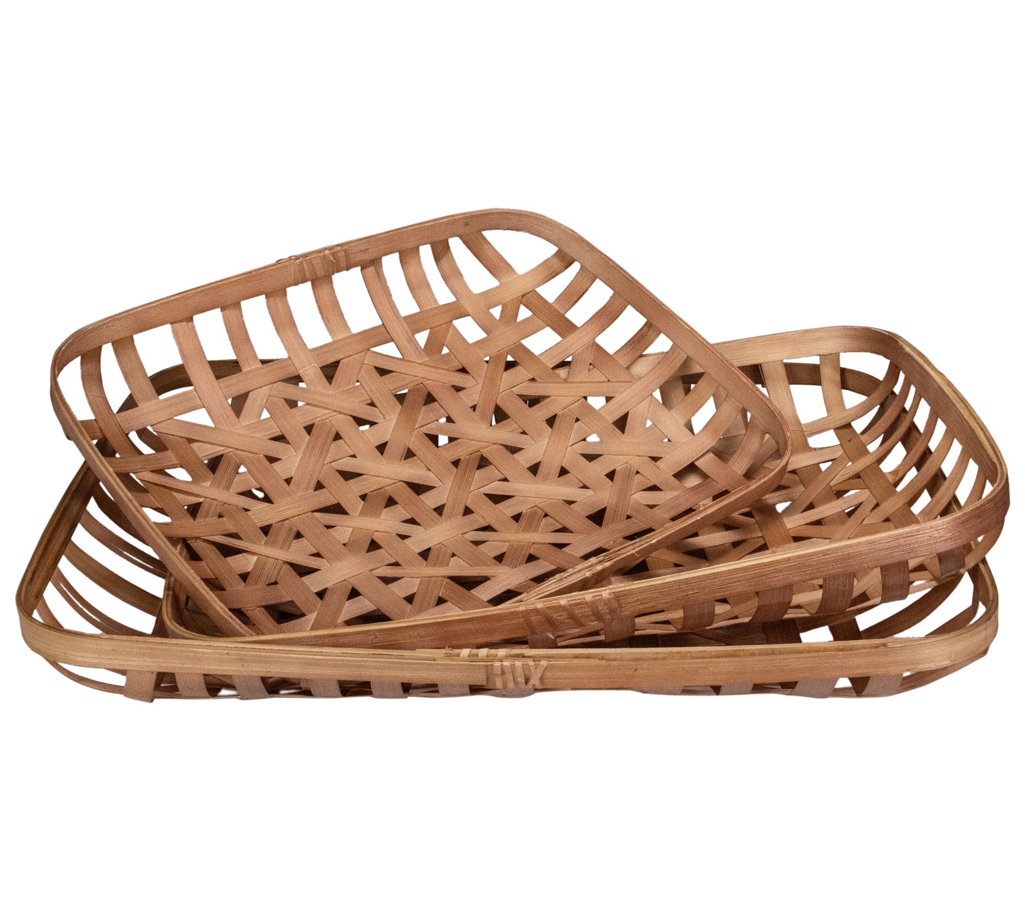 Northlight Set of 3 Brown Rectangular Tobacco T abletop Basket