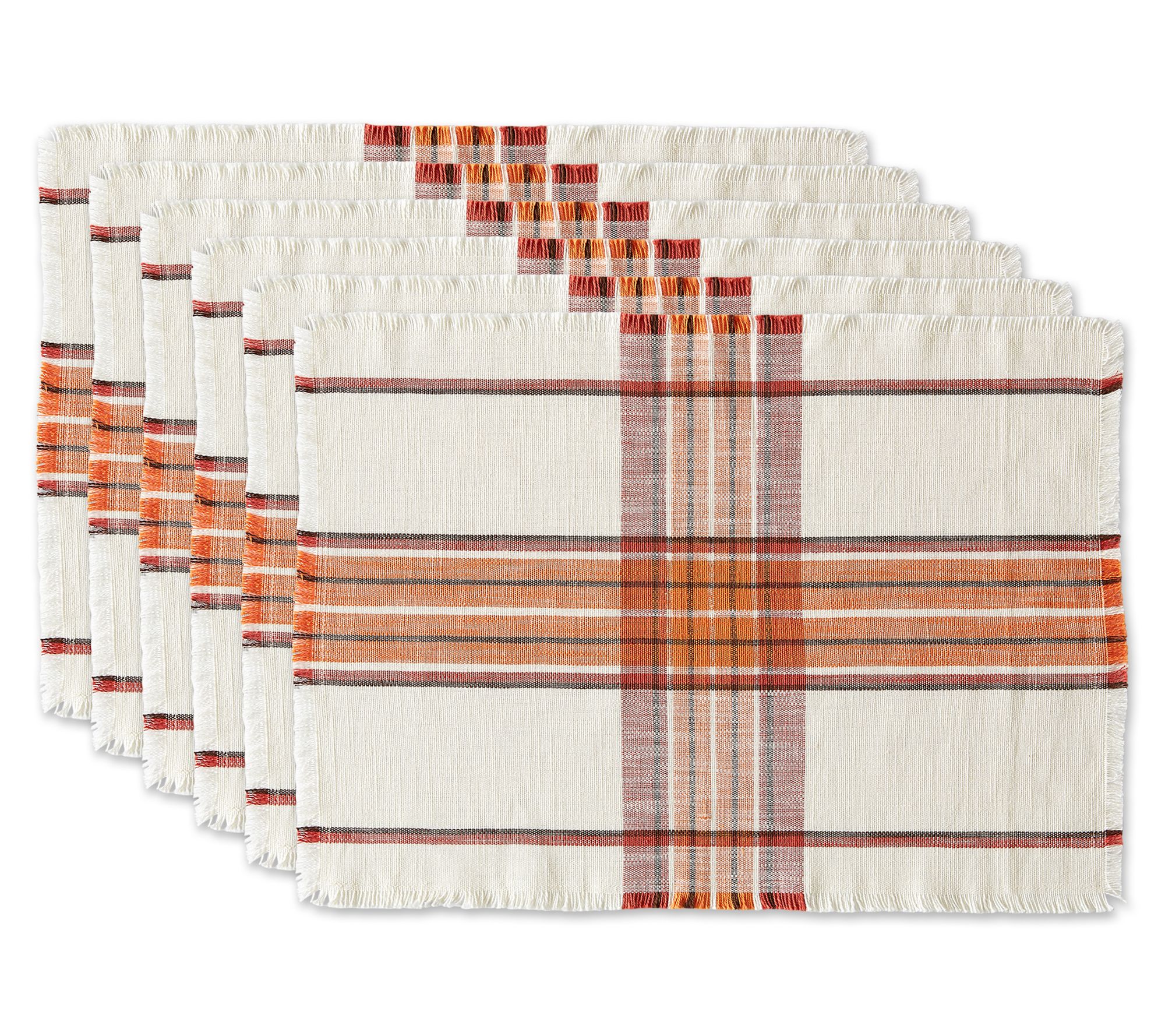 Design Imports Set of 6 Pumpkin Spice Plaid Placemats