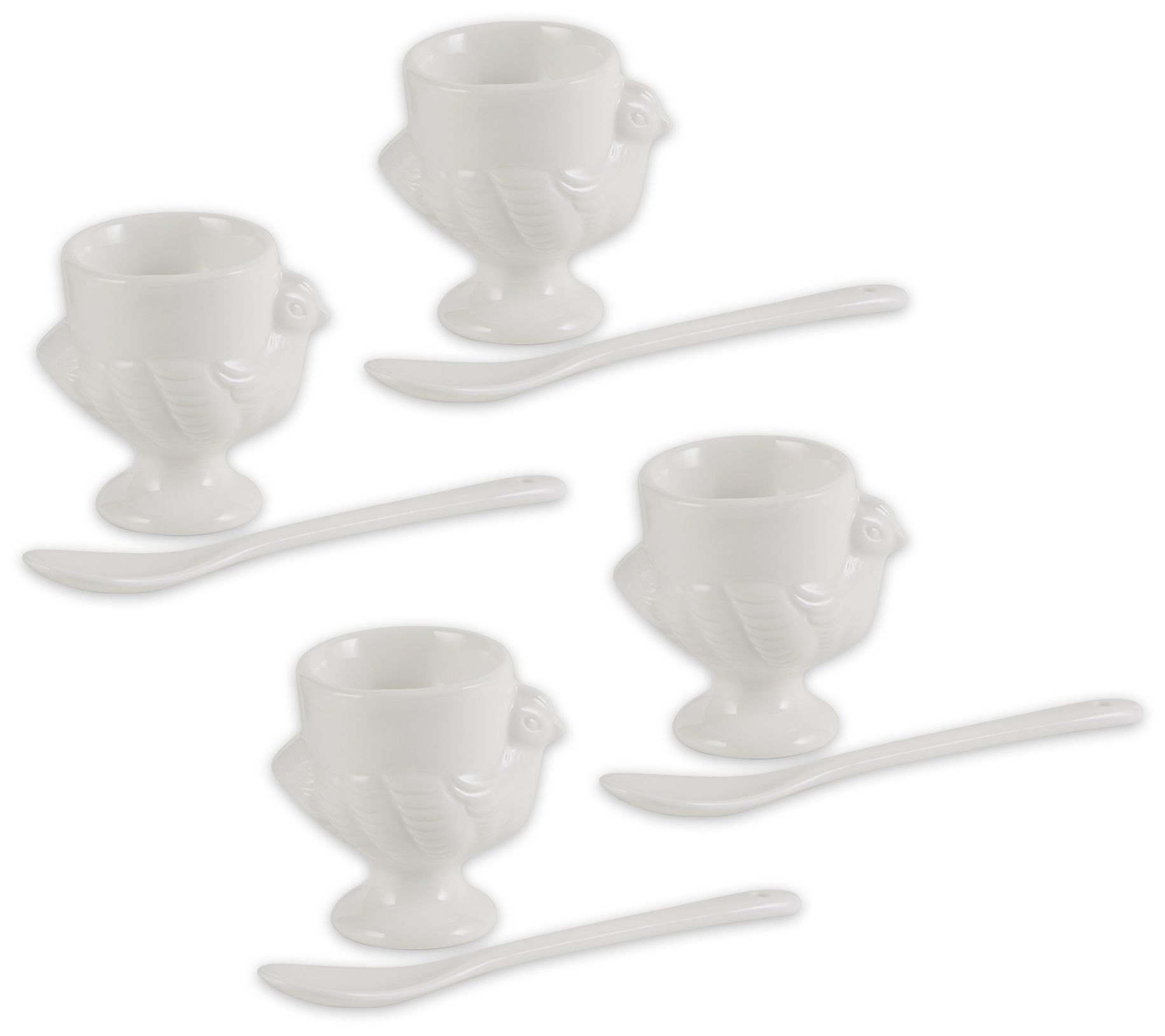 RSVP Set of 4 Porcelain Egg Cups & Spoons