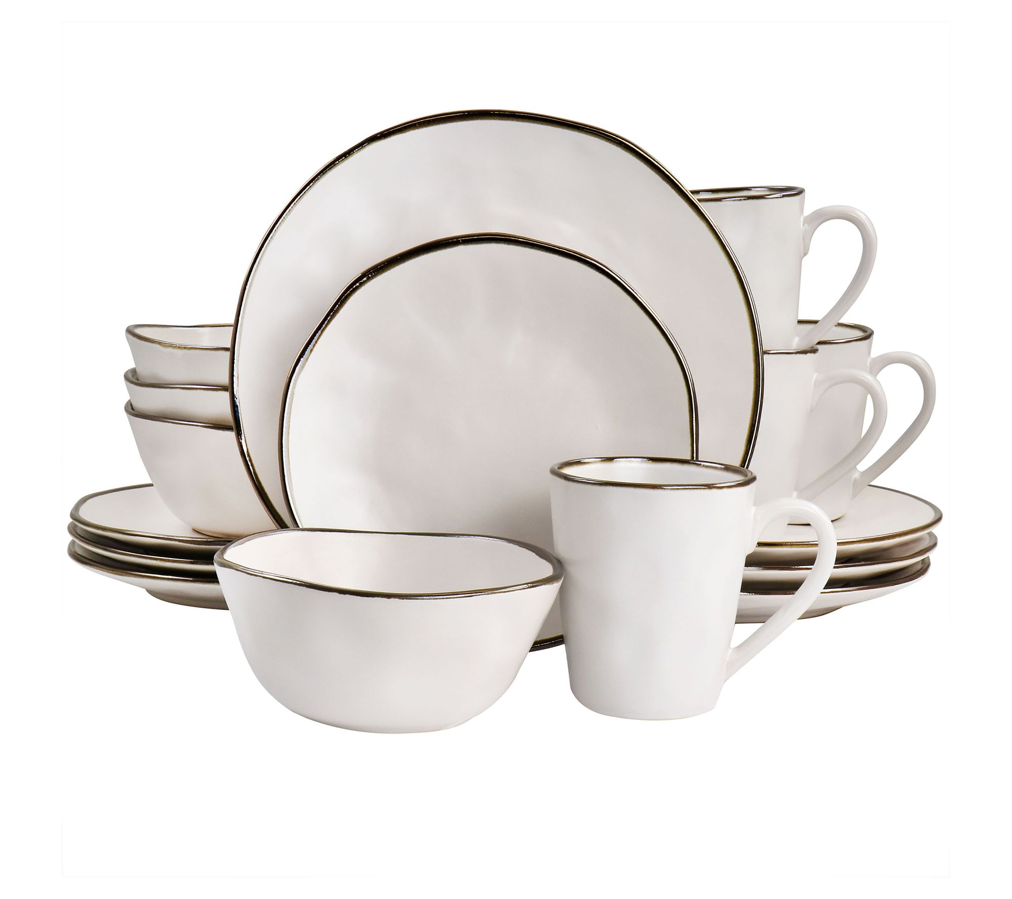 Elama 16-Piece Modern Stoneware Dinnerware Set