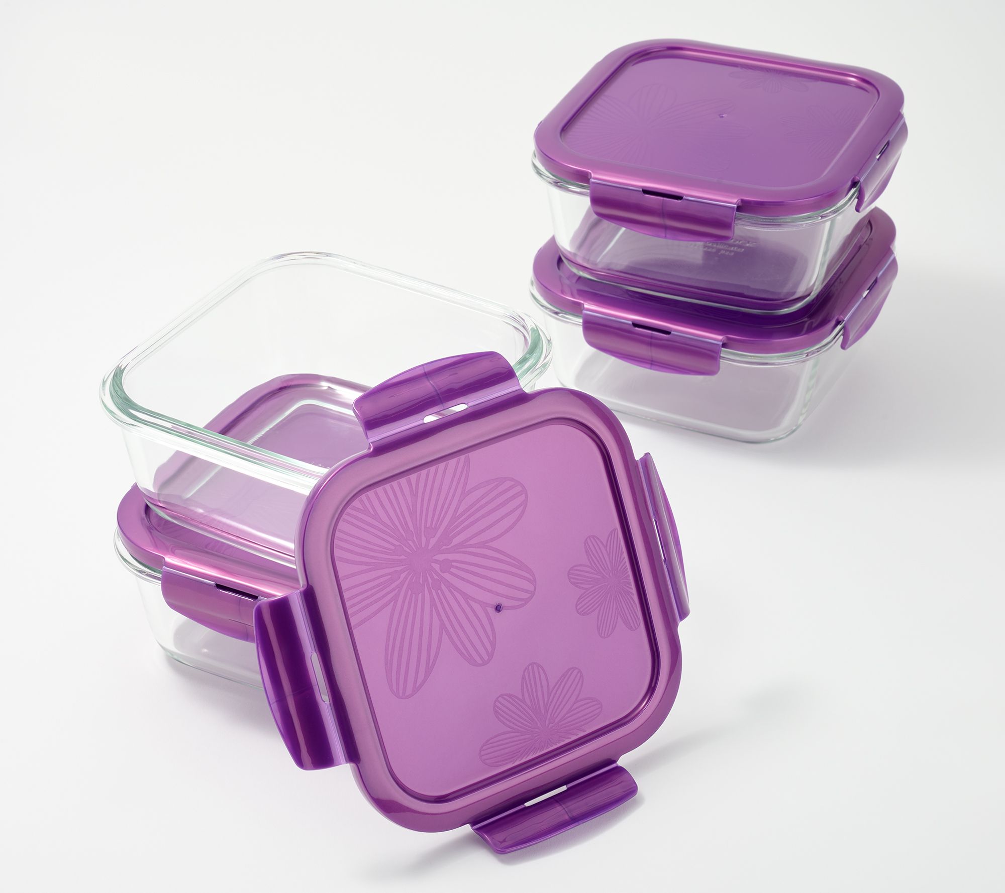 Complete Home Snack Containers Set of 4 Purple, Pink, Blue, Green