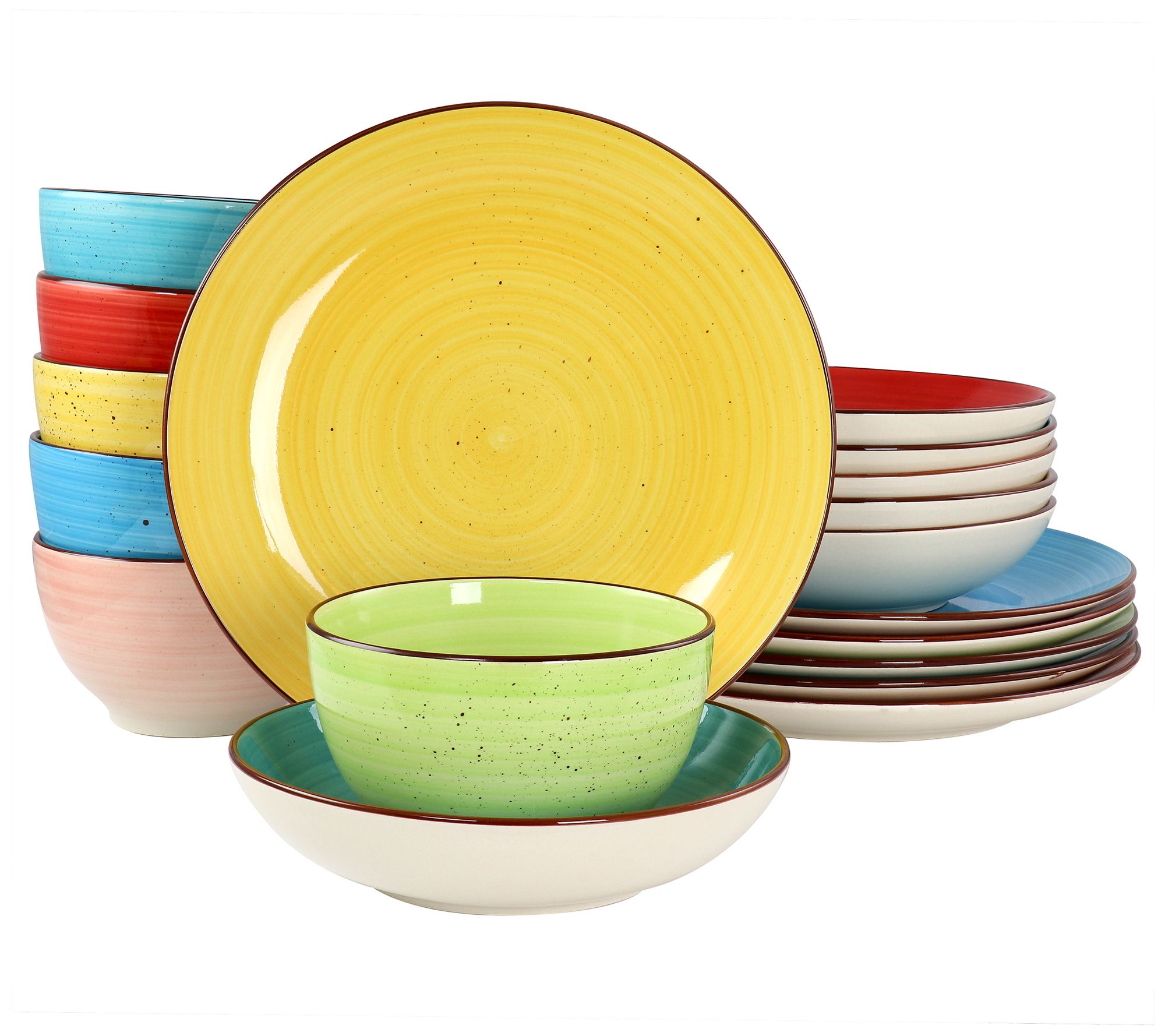 Elama Sebastian 18-Piece Double Bowl StonewareDinnerware Set