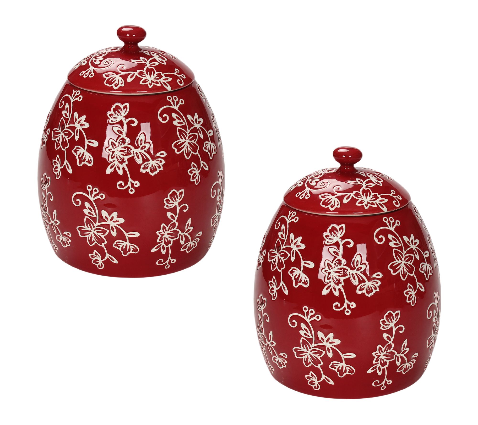 Temp-tations Floral Lace Set of (2) 18-oz Treat Jars