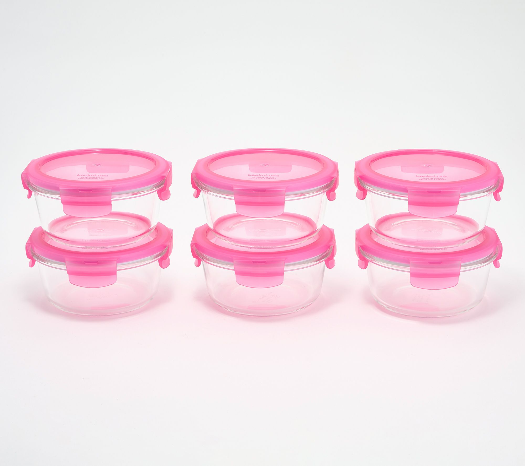 LocknLock Set of (6) 1-Cup Round Glass Containers