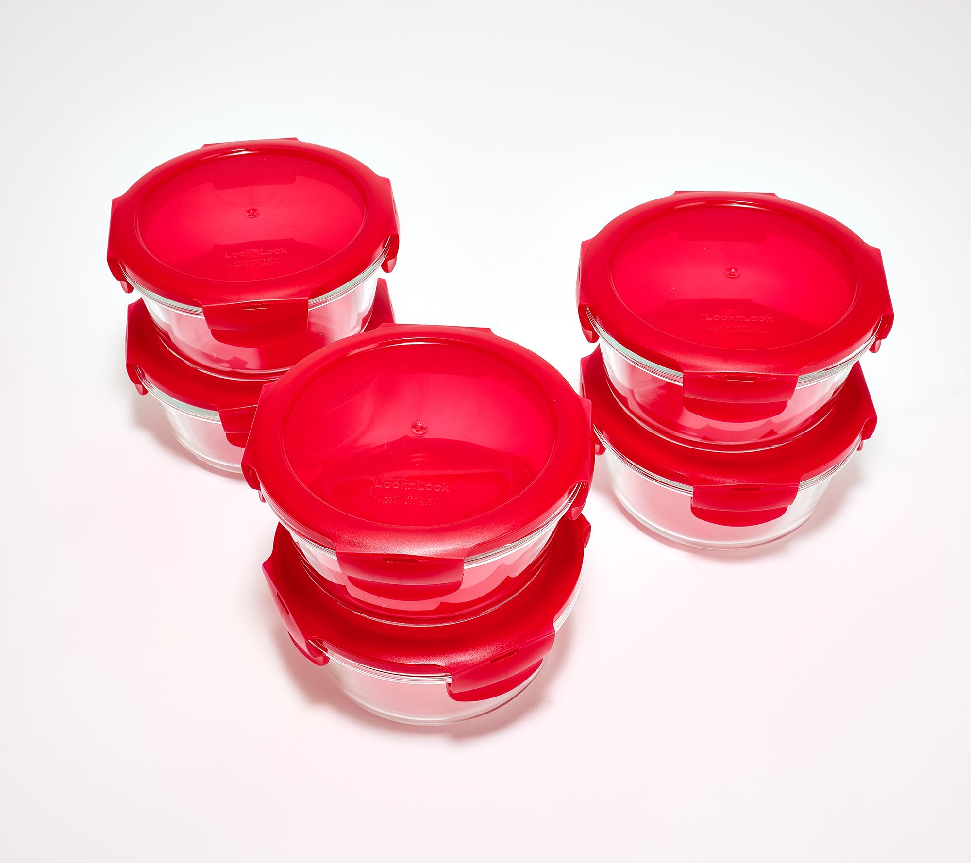 LocknLock Set of (6) 1-Cup Round Glass Containers