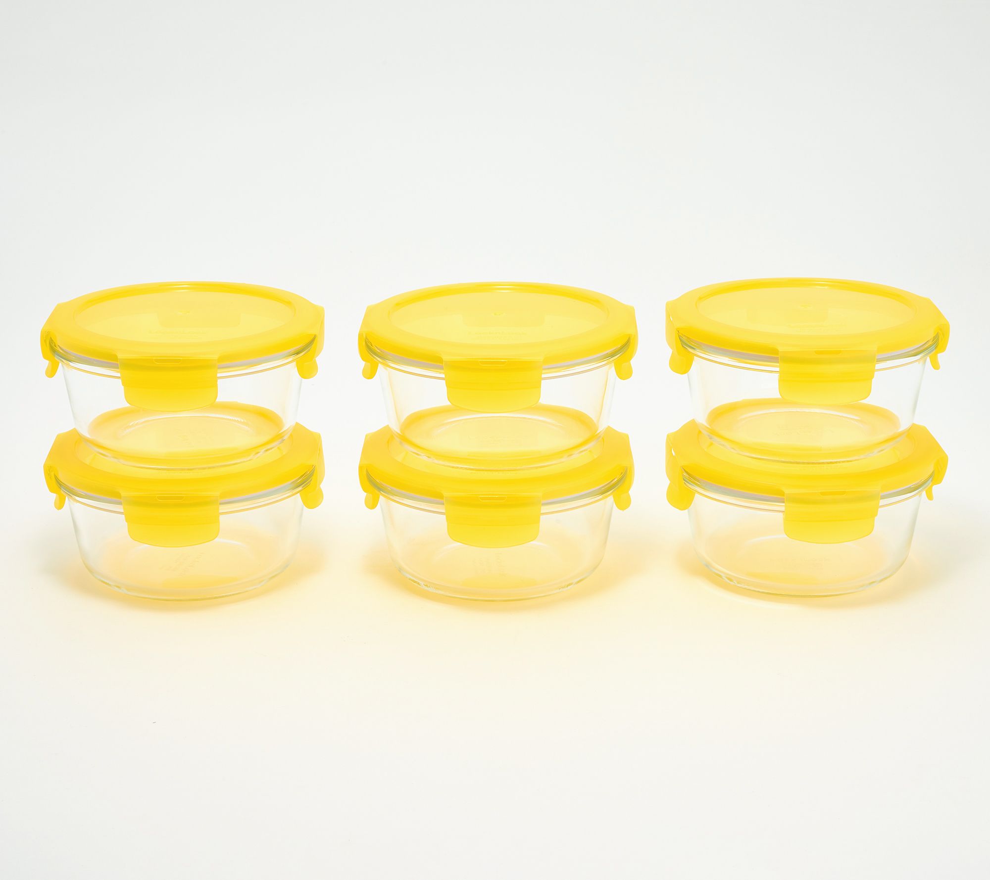LocknLock Set of (6) 1-Cup Round Glass Containers