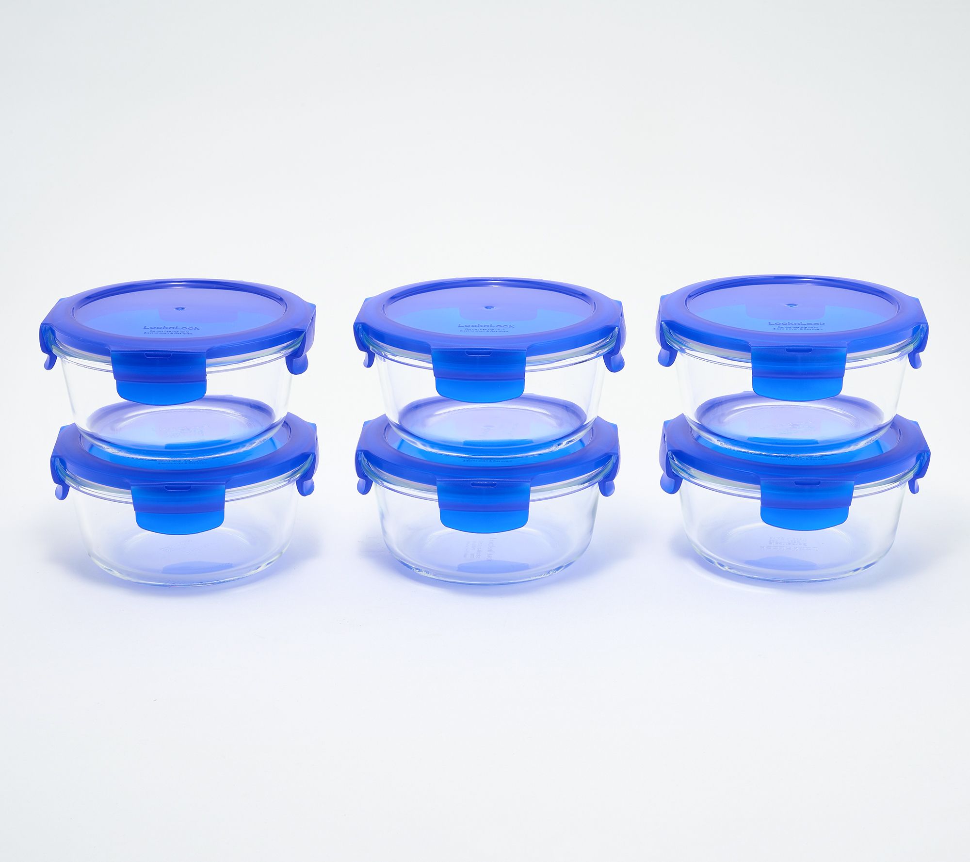 LocknLock Set of (6) 1-Cup Round Glass Containers