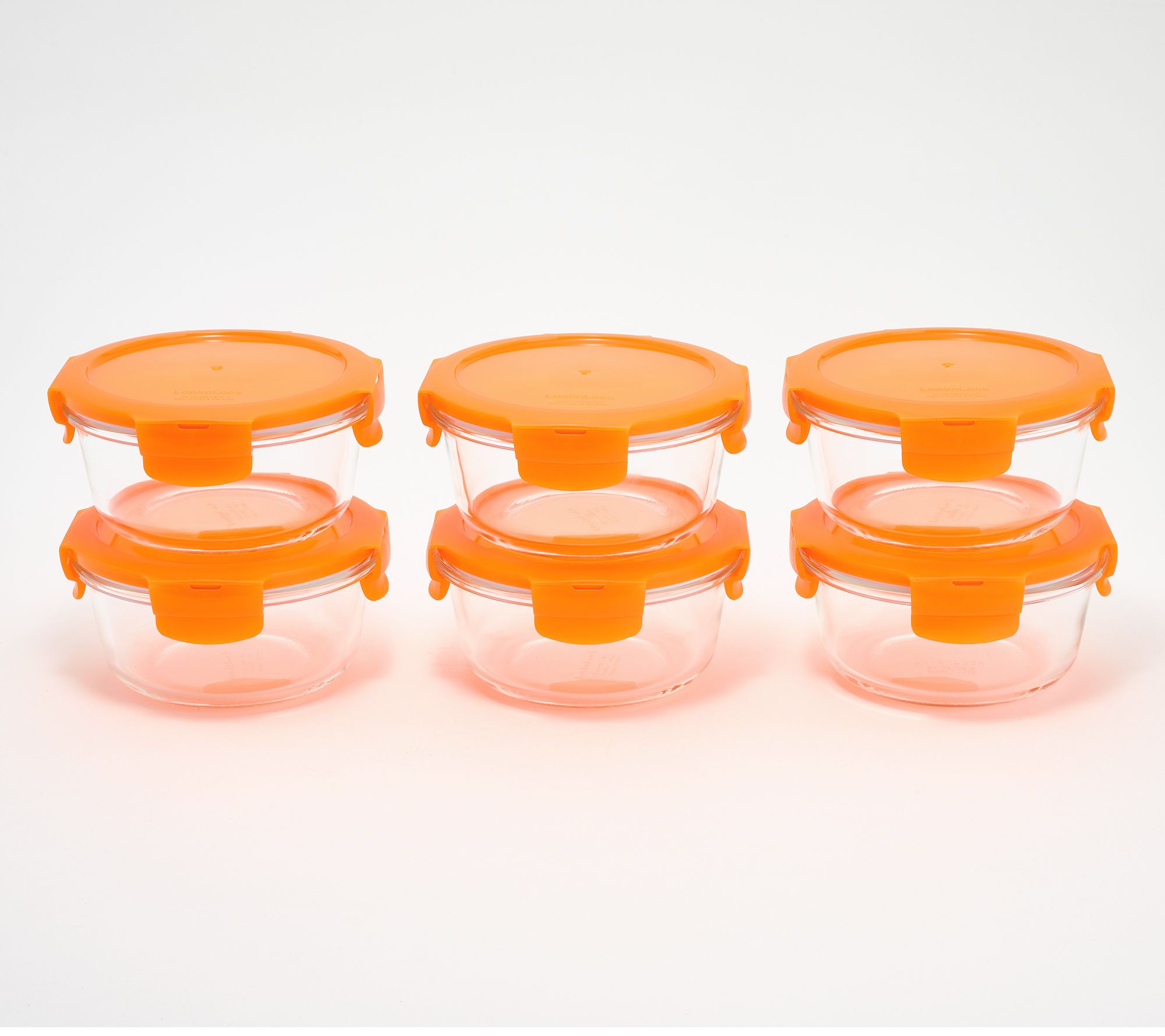 LocknLock Set of (6) 1-Cup Round Glass Containers