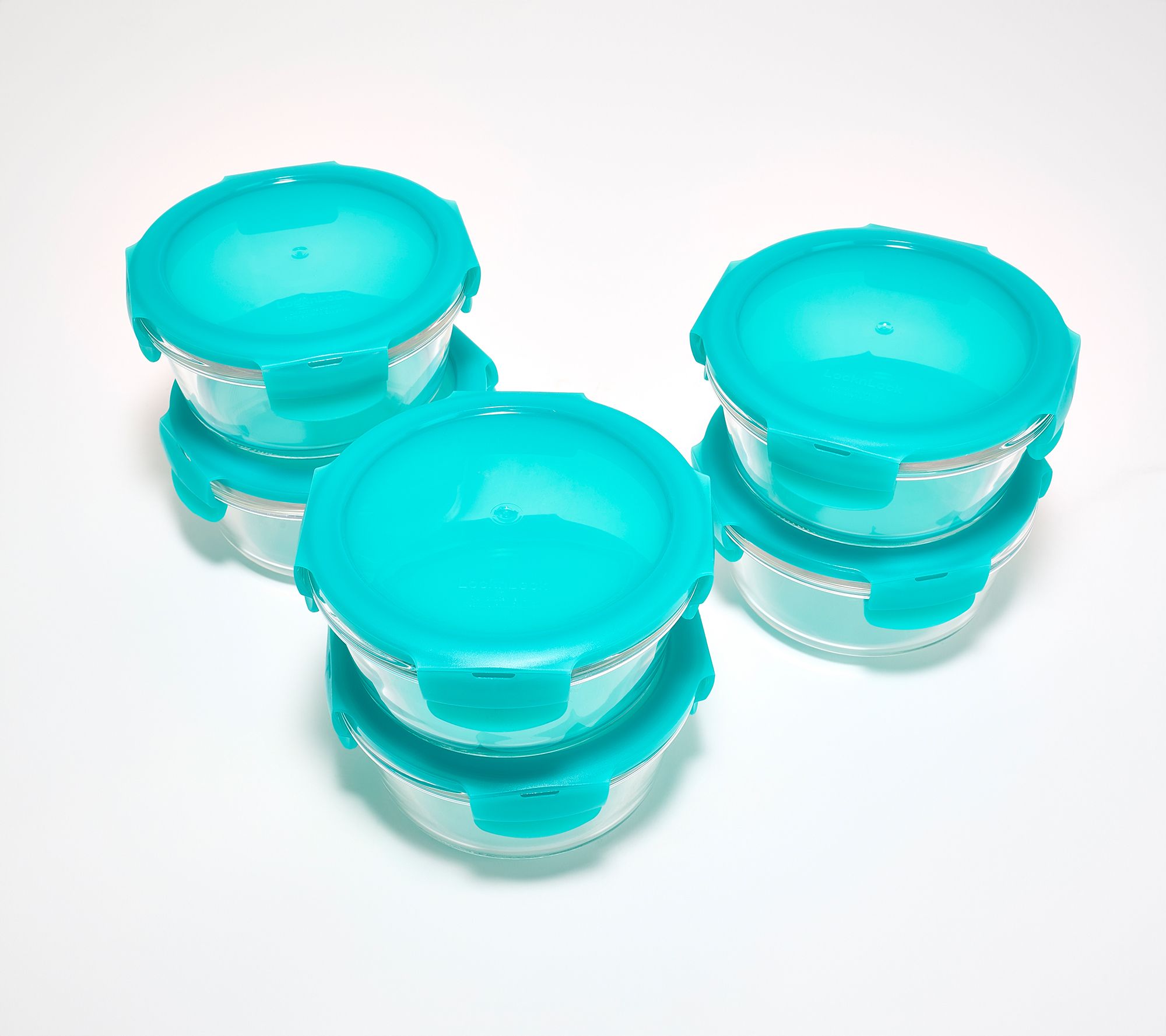 LocknLock Set of (6) 1-Cup Round Glass Containers