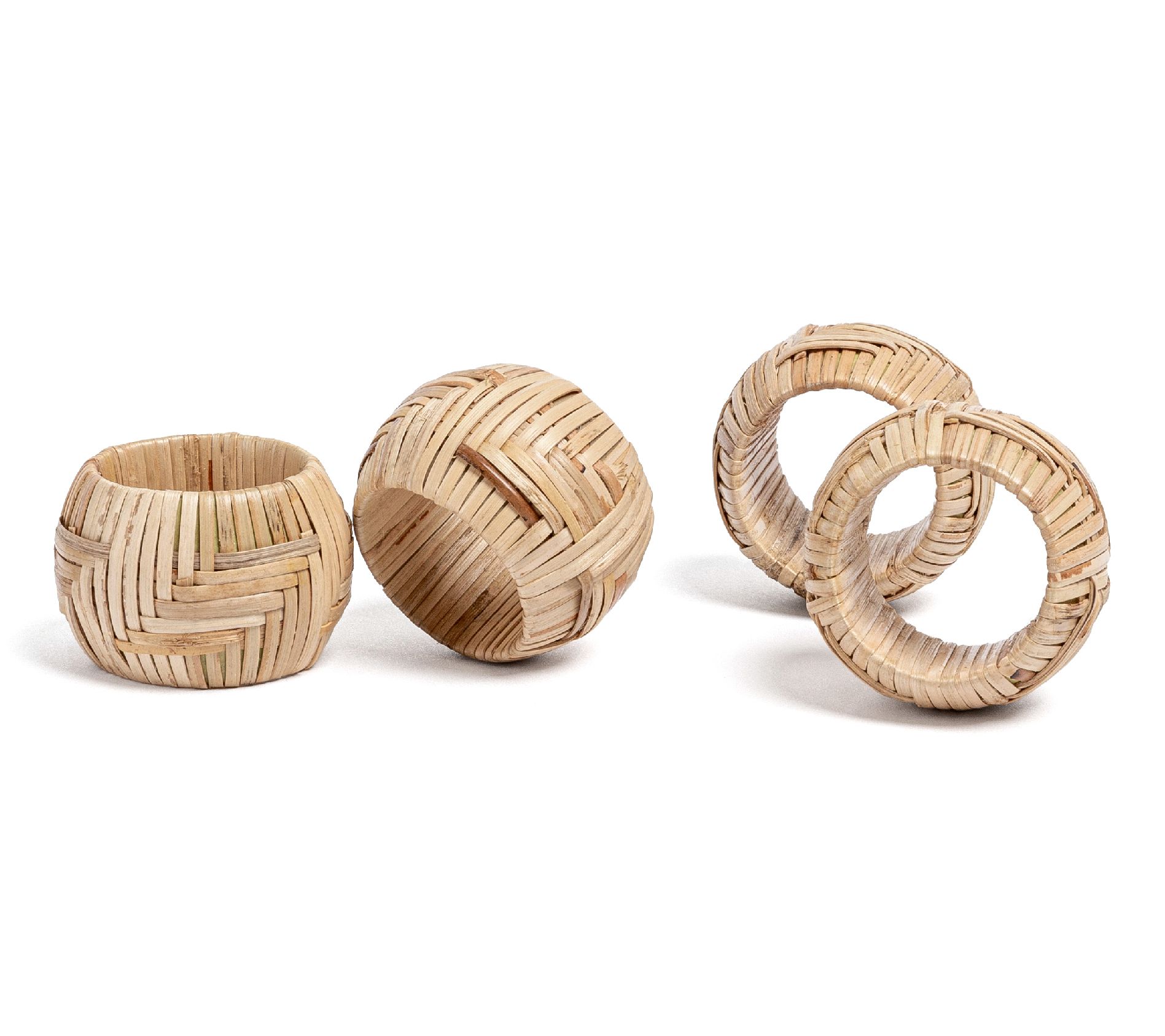 over&back Woven Wicker Napkin Rings Set of 4