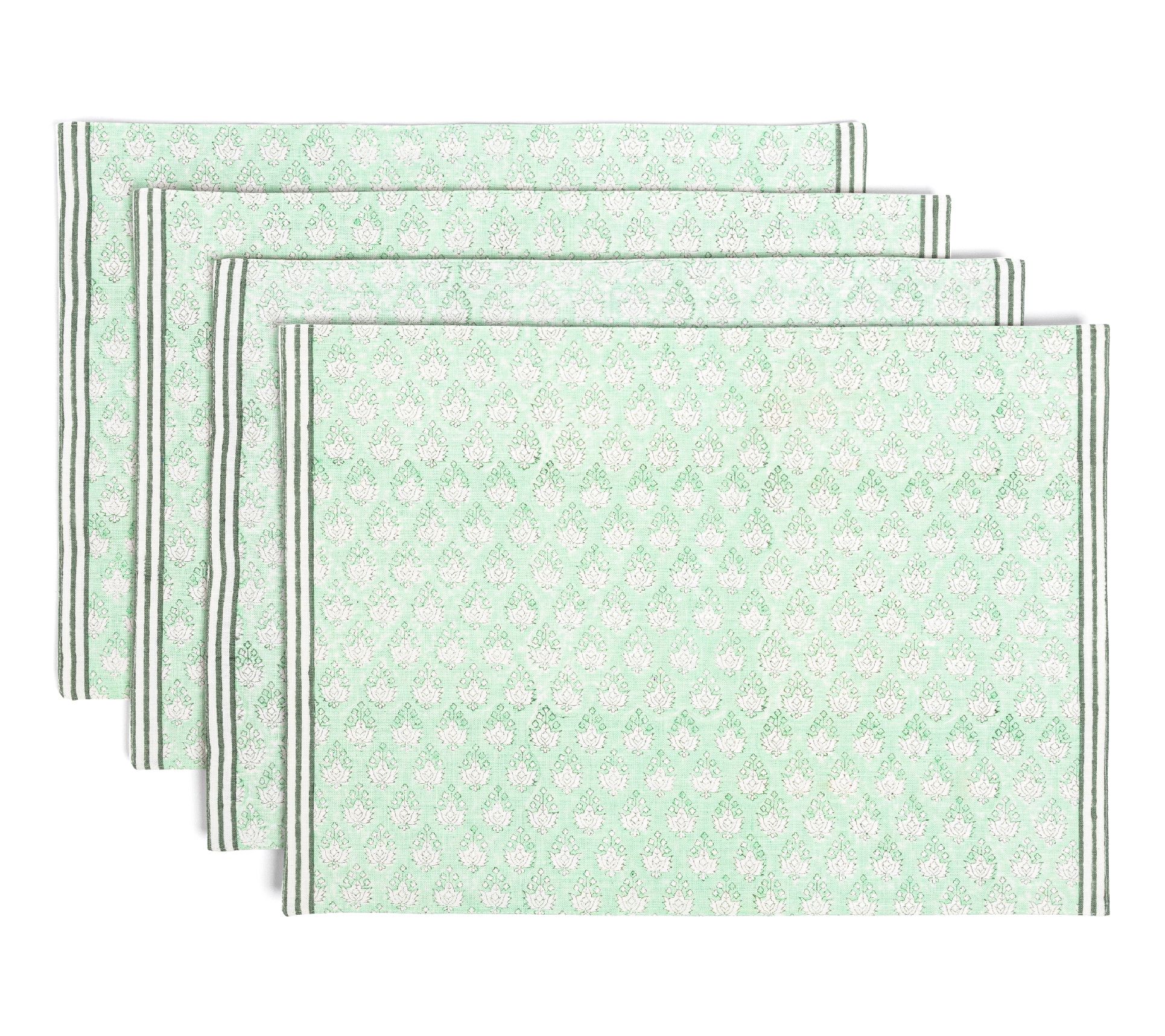 over&back Set of 4 Hand-Blocked Placemats - 100% Cotton