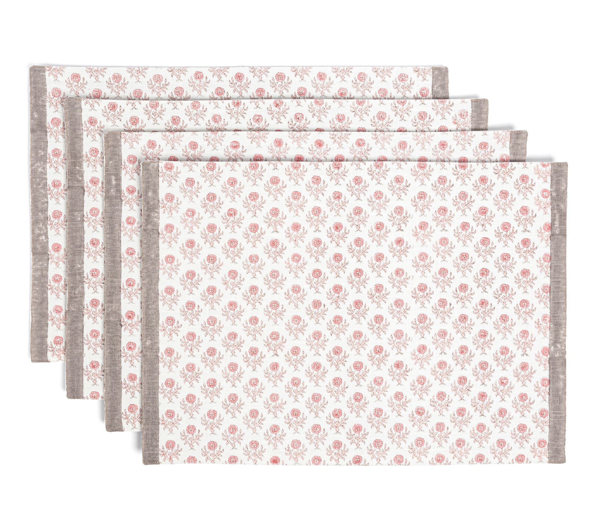 over&back Set of 4 Hand-Blocked Placemats - 100% Cotton