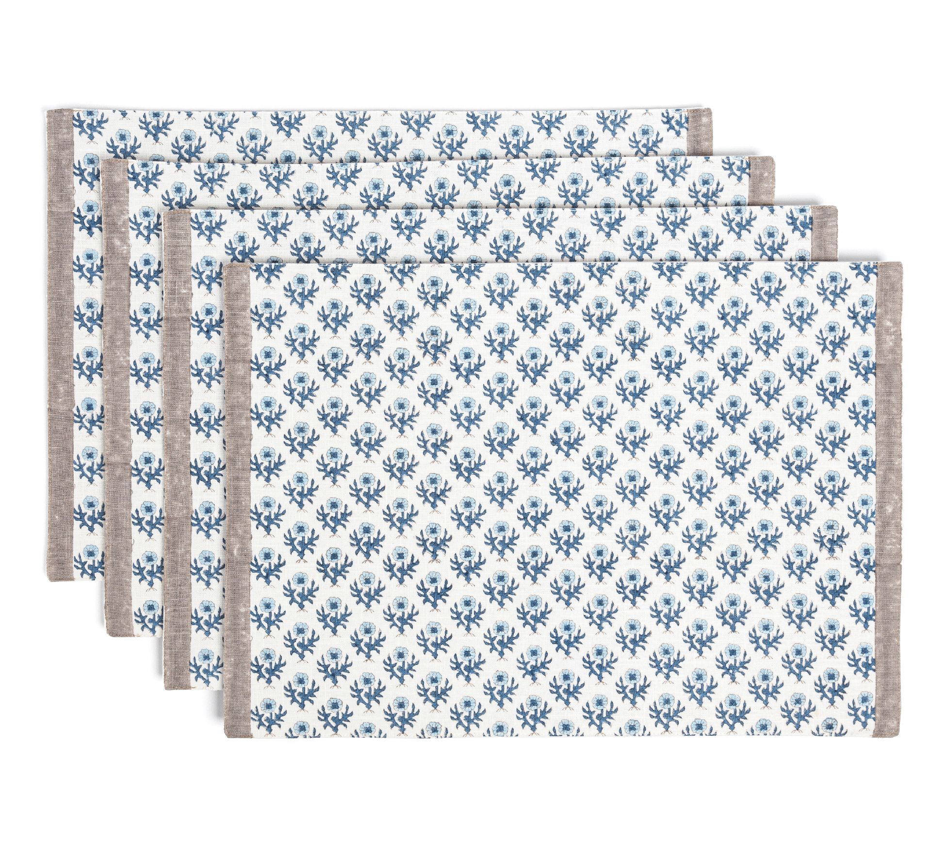 over&back Set of 4 Hand-Blocked Placemats - 100% Cotton