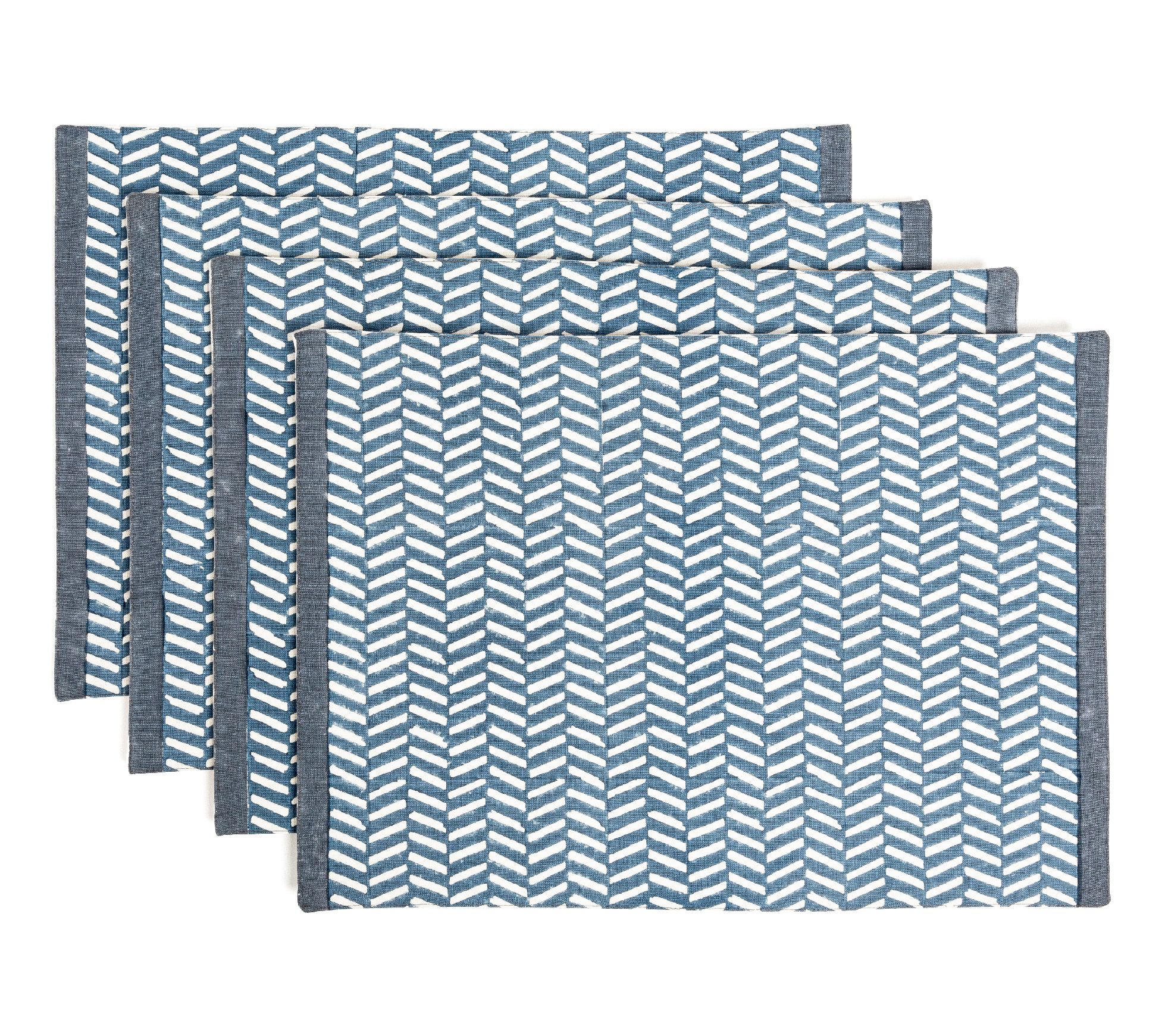 over&back Set of 4 Hand-Blocked Placemats - 100% Cotton